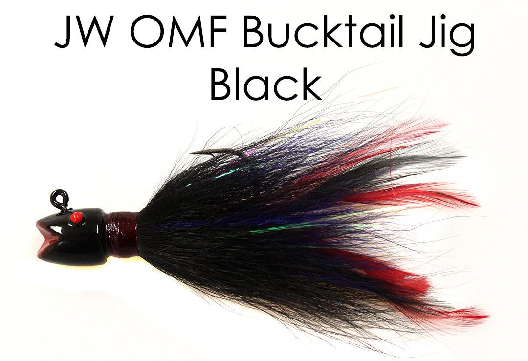Jigging World OMF Bucktail Jigs - Premium Saltwater Fishing Lures for Striped Bass, Fluke and Bluefish - Perfect for Offshore and Inshore Fishing Trips