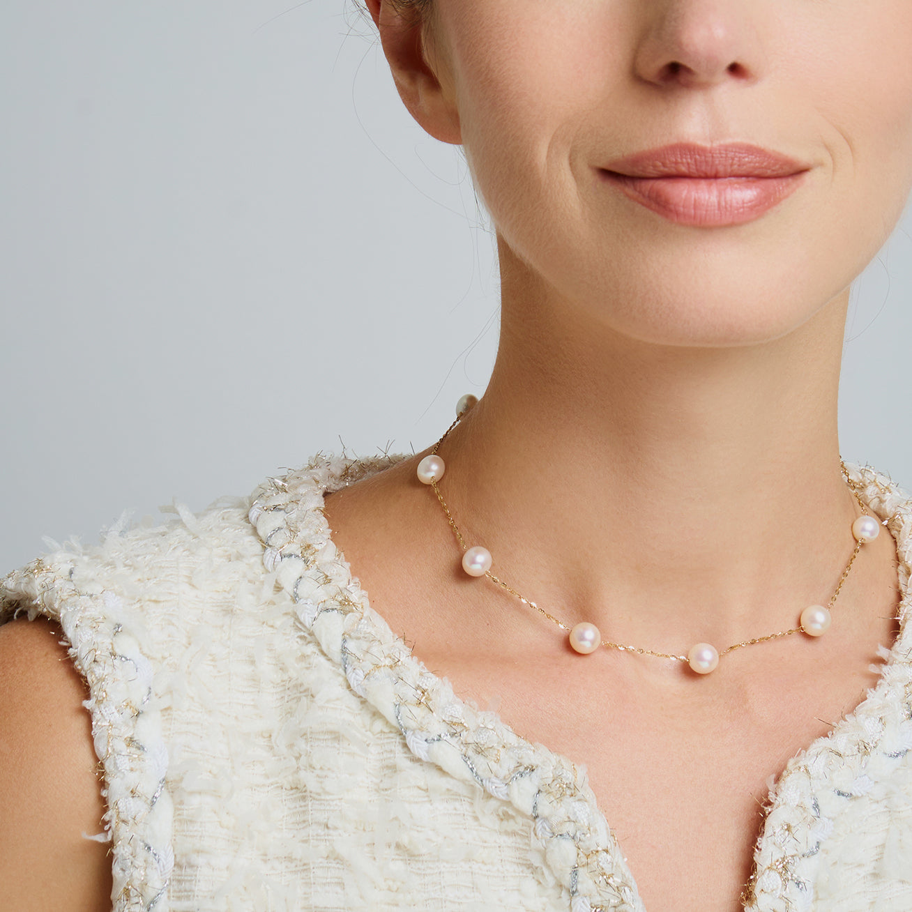 18K Solid Gold Freshwater Pearl Necklace for Women - Elegant & Timeless Jewelry Gift for Brides, Anniversary & Special Occasions
