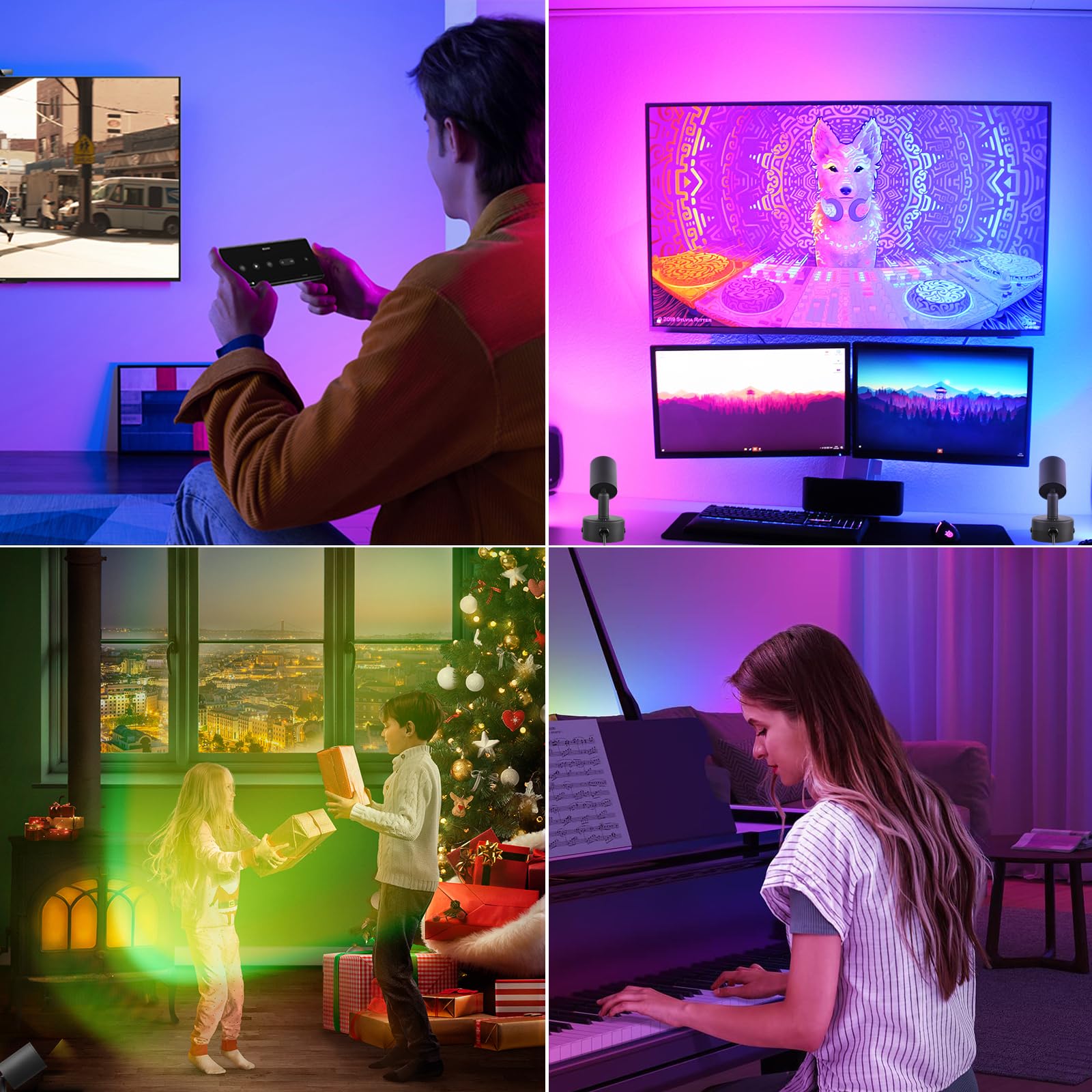 2 Pack RGBW LED Spot Lights - Remote Control Accent Lighting for Indoor Plants & Decor