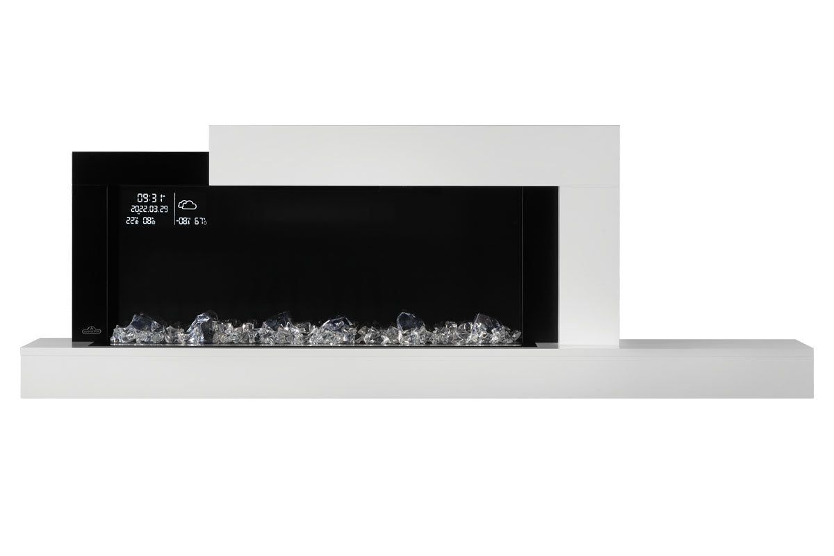 Napoleon Stylus Cara Elite Smart 60-Inch White Wall Mount Electric Fireplace with Shelf - Modern Heating Solution for Living Rooms, Bedrooms & Offices
