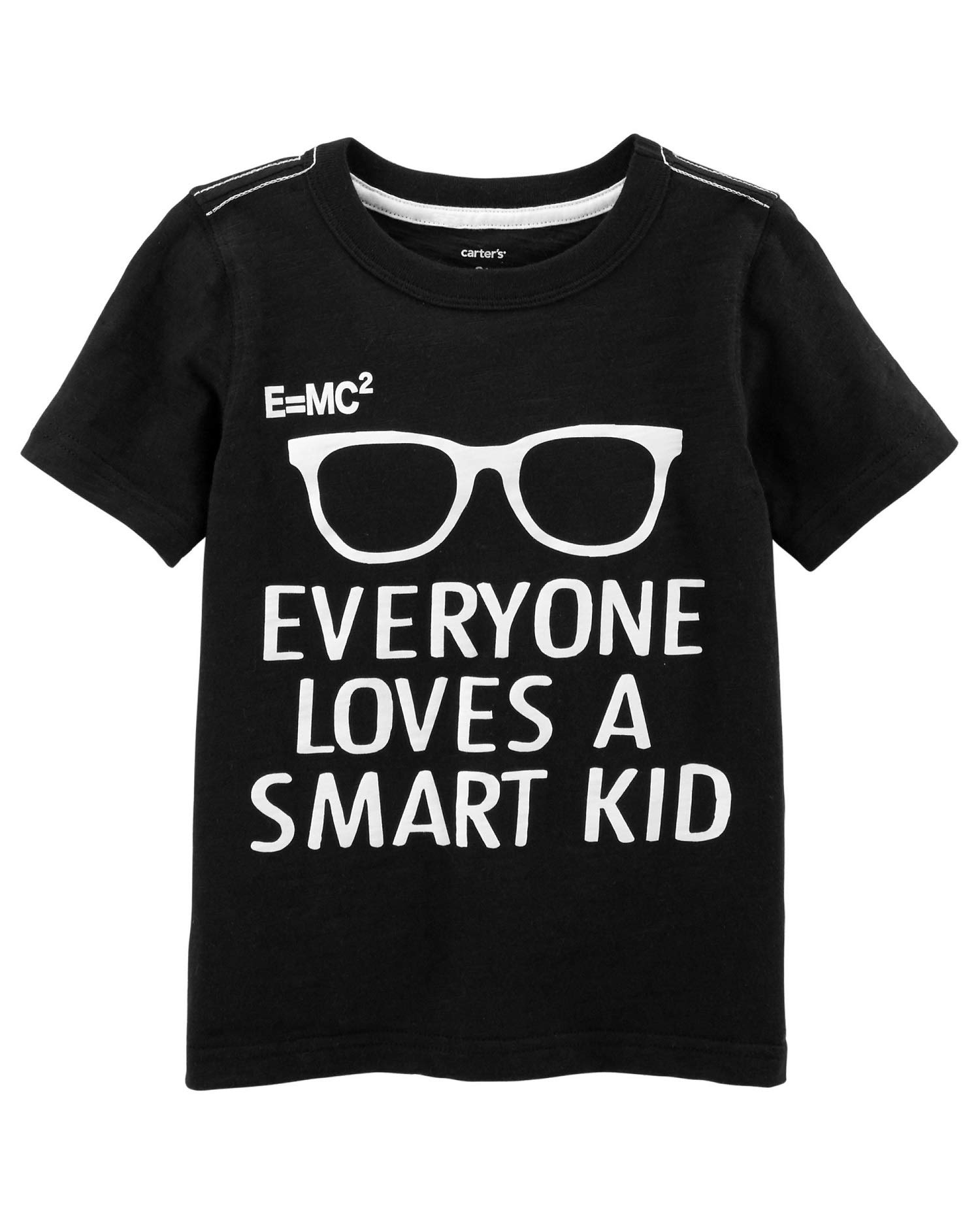 Carter's Little Boys' Smart Kid Slub Jersey Tee - Soft Cotton Short Sleeve T-Shirt for Toddlers Ages 4-5, Black | Perfect for Playdates, School & Everyday Wear