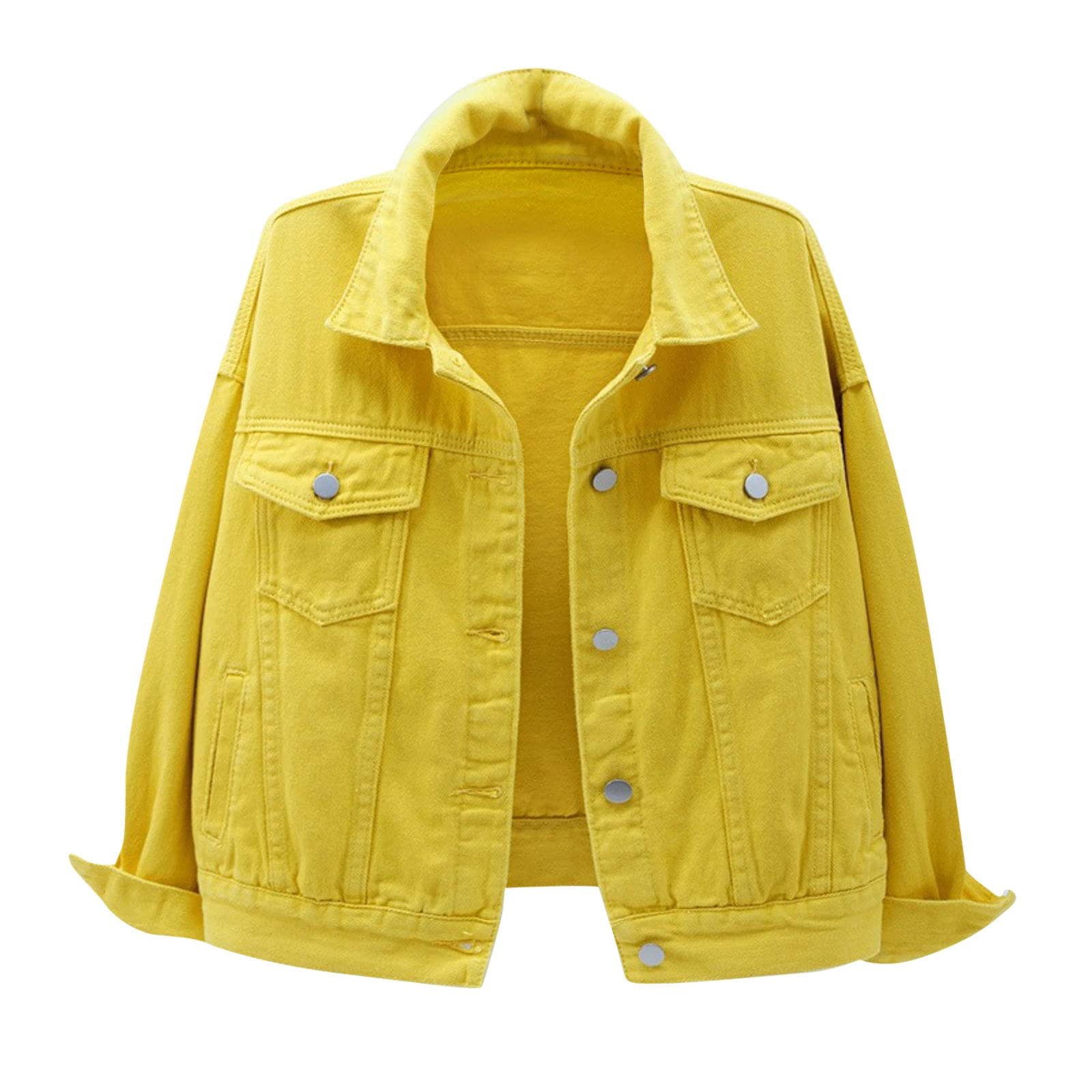 Women's Candy Color Denim Jacket - Relaxed Fit Casual Jean Trucker Jacket for Misses | Perfect for Spring Outfits, Streetwear & Everyday Fashion