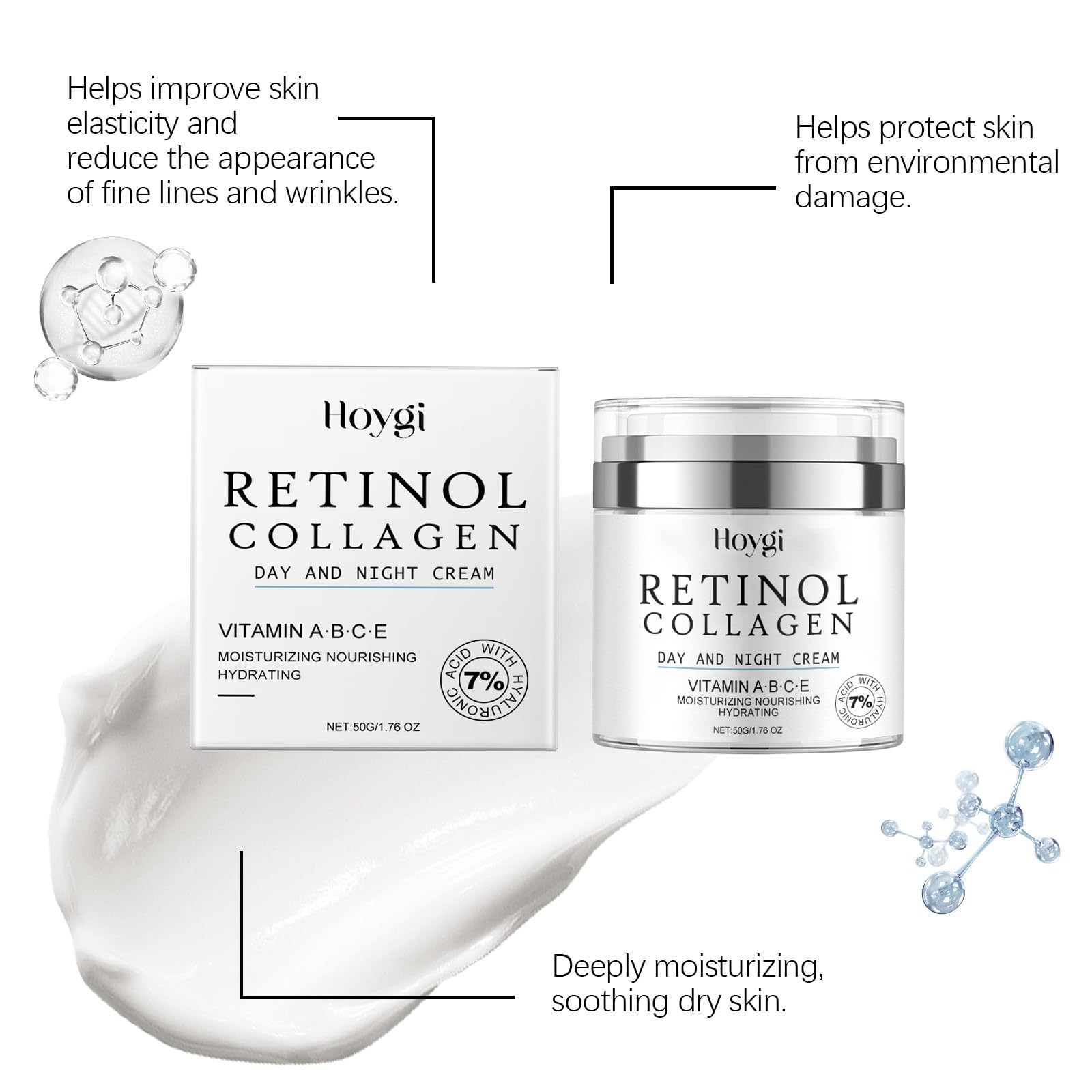 Best Retinol Cream for Face - Anti-Wrinkle & Firming Moisturizer with Hyaluronic Acid & Collagen - Day & Night Cream for Women & Men - Hydrates Skin, Reduces Fine Lines & Dryness - Perfect for Daily Skincare Routine & Anti-Aging Regimen