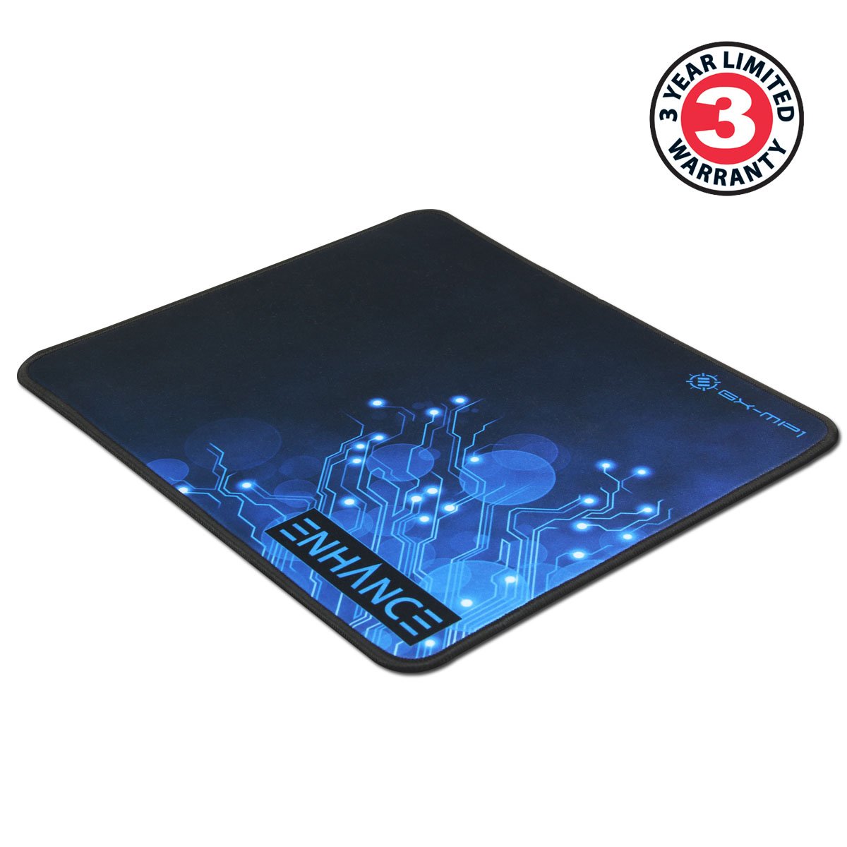 ENHANCE Small Gaming Mouse Pad 12.6x10.6 Inches - Non-Slip Rubber Base Mouse Mat with Anti-Fray Stitching & Smooth Cloth Surface for Precise Tracking - Professional Esports Mousepad for PC, Laptop, Office & Gaming (Blue)