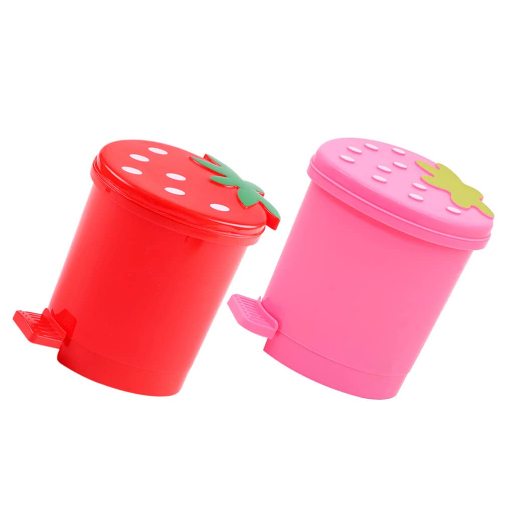 Operitacx 2-Pack Mini Desktop Trash Can - Small Car & Office Waste Bin with Pen Holder, Cute Cartoon Design, Durable PP Plastic for Home, Car, Office & School Use