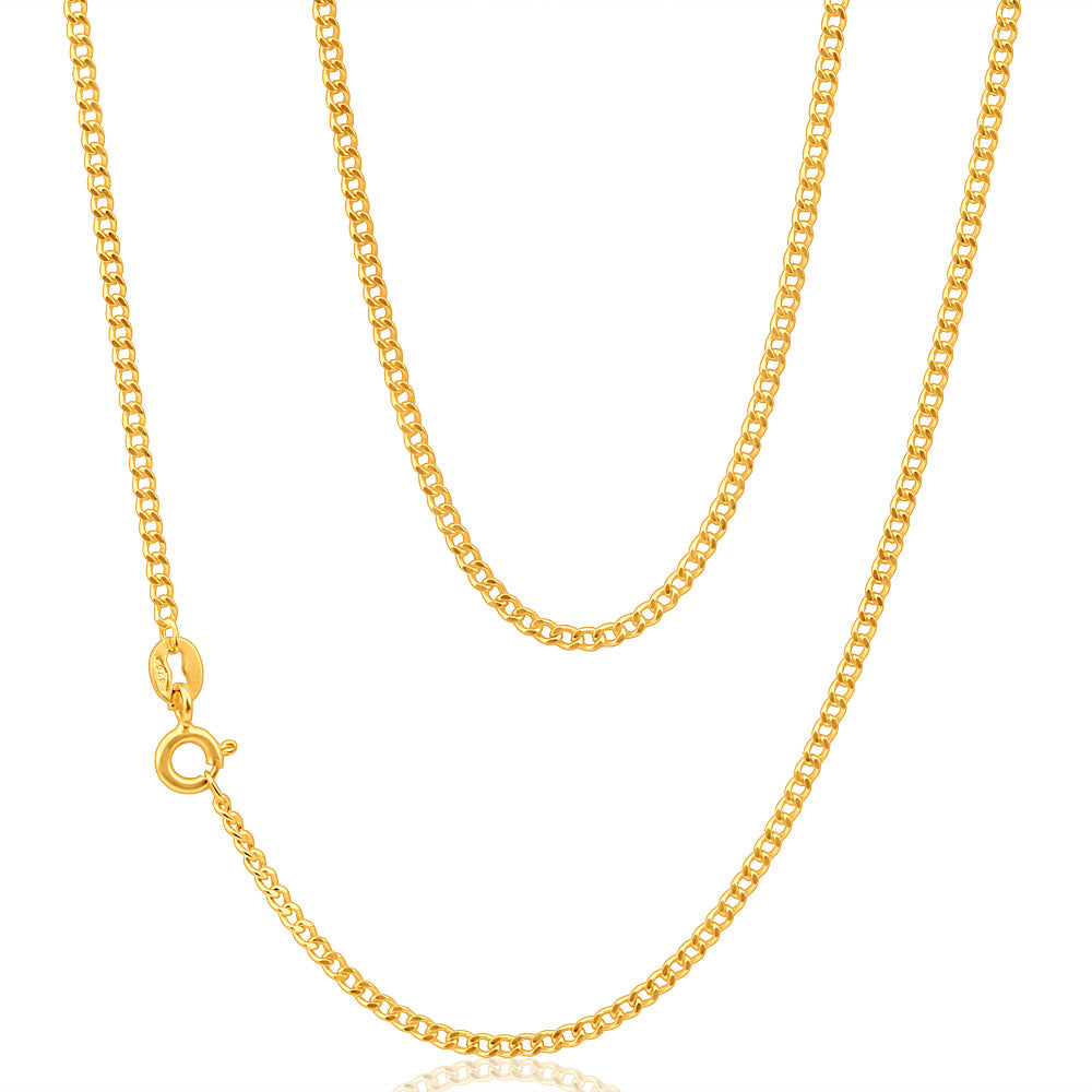 9ct Yellow Gold 50 Gauge Curb Chain Necklace 50cm - Durable & Stylish Jewelry for Men & Women, Perfect for Everyday Wear, Gifts & Special Occasions