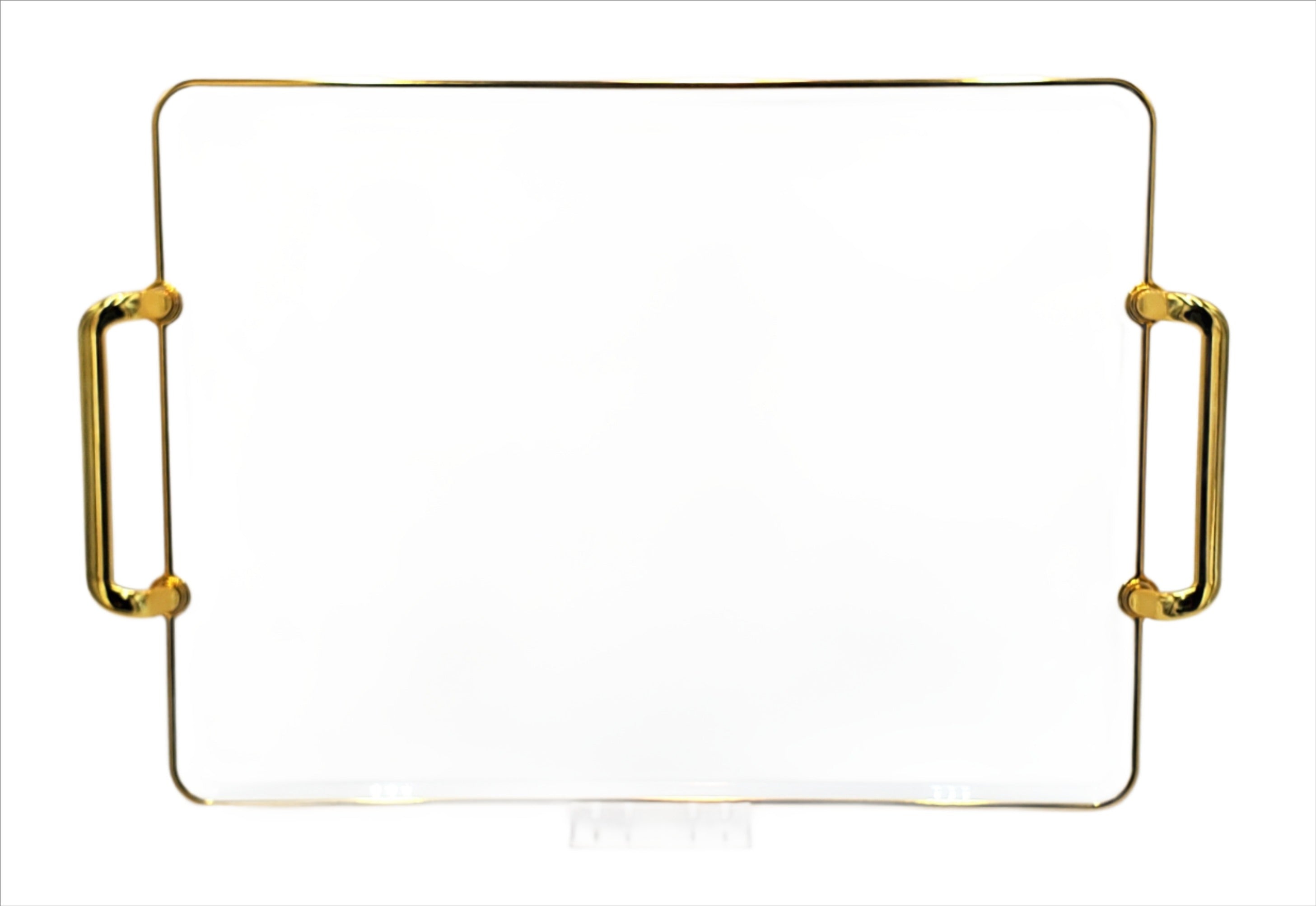 16x12 Plastic Tray White & Gold - Durable Serving Tray for Parties, Dining, and Home Decor