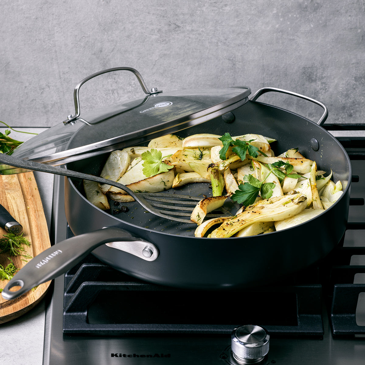 Canterbury Ceramic Nonstick 5 Quart Sauté Pan with Glass Lid - Healthy Cooking, Even Heat Distribution for Frying, Searing & Simmering - Perfect for Stovetop, Oven & Everyday Meals