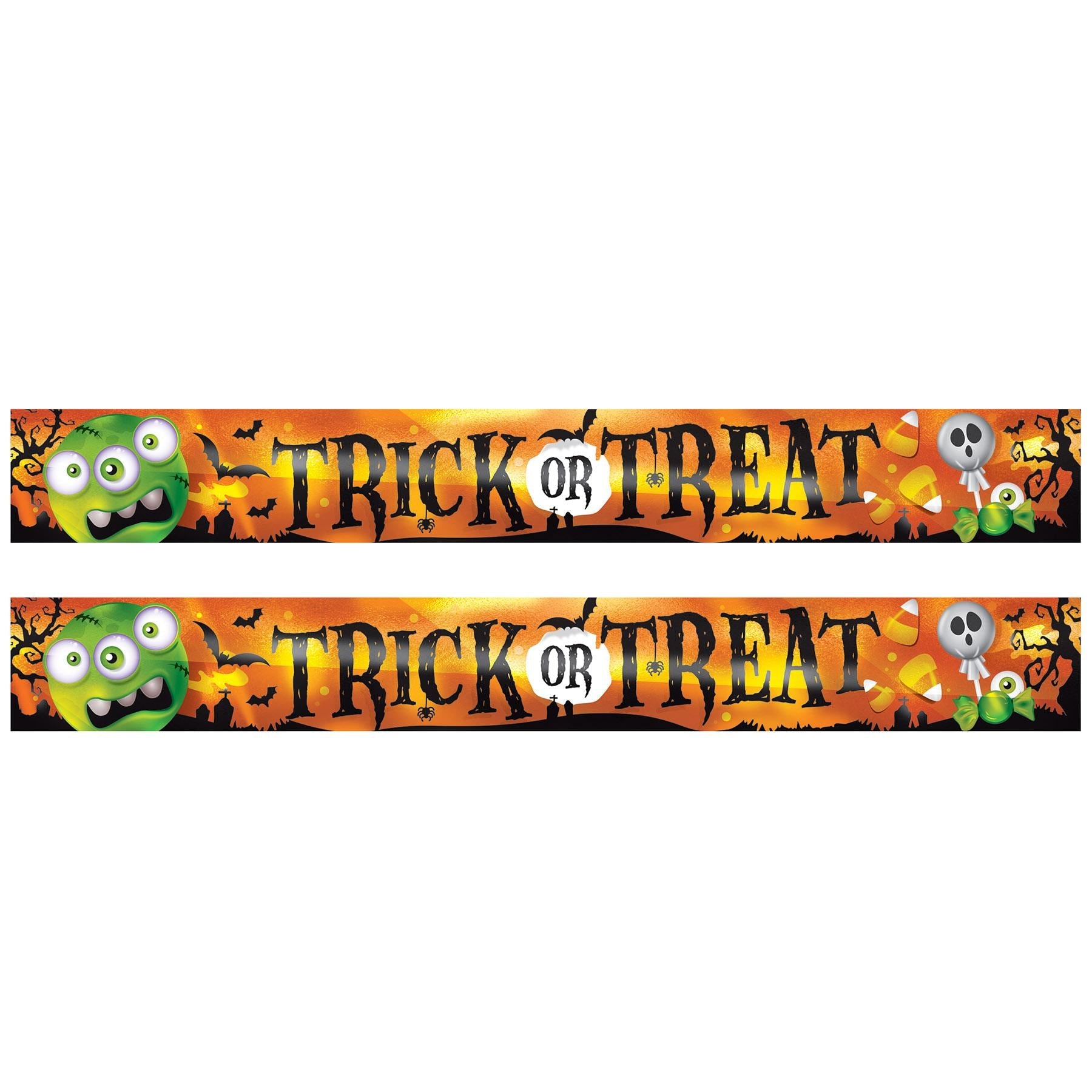 12 Pack Beistle Halloween Metallic Trick Or Treat Banner - Premium Party Decorations for Halloween, Fall Festivals & Spooky Home Decor