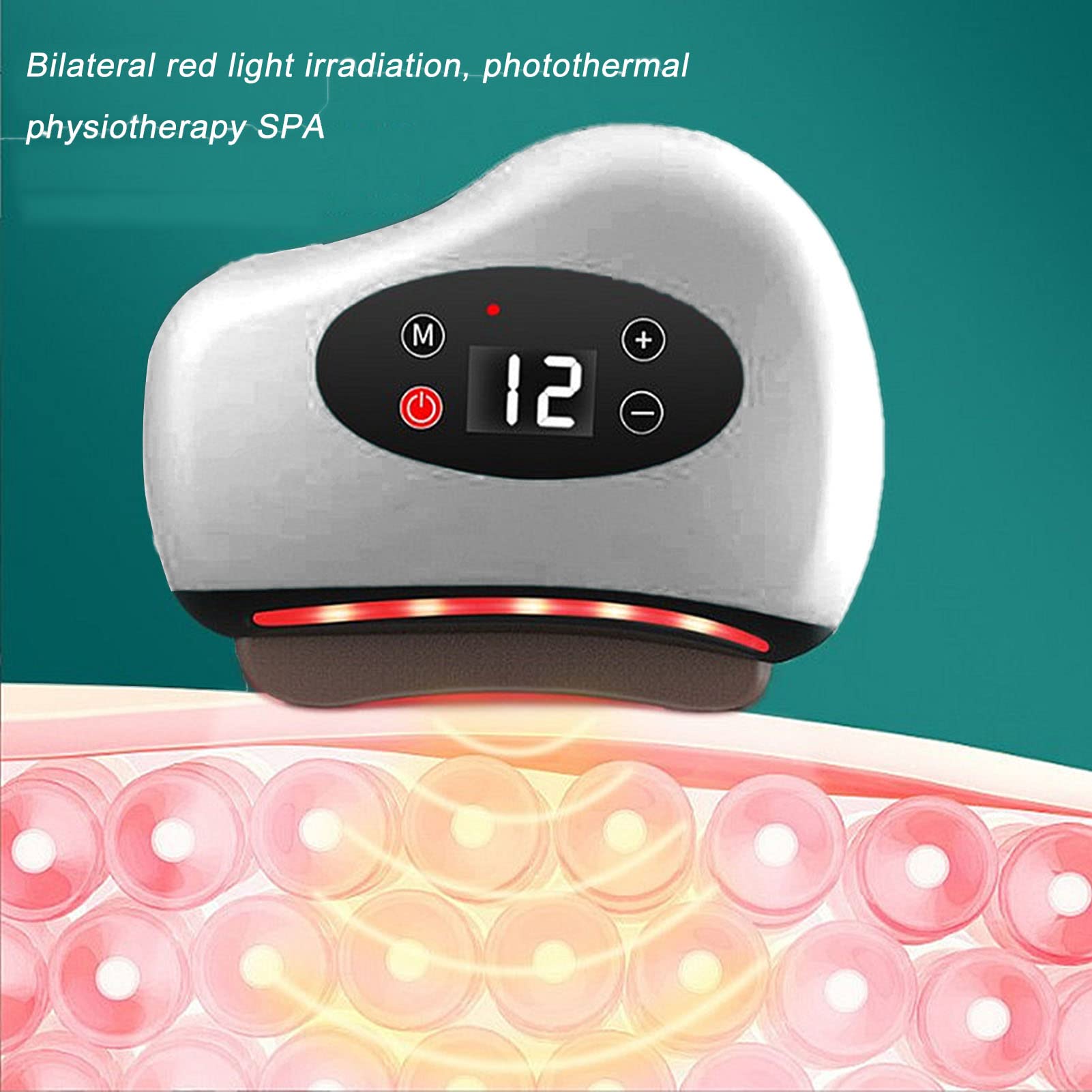 Electric Gua Sha Massager with 12 Vibration & Heating Modes - Constant Temperature Skin Care Tool for Face & Body Massage - Perfect for Relaxation, Lymphatic Drainage & Anti-Aging (White)