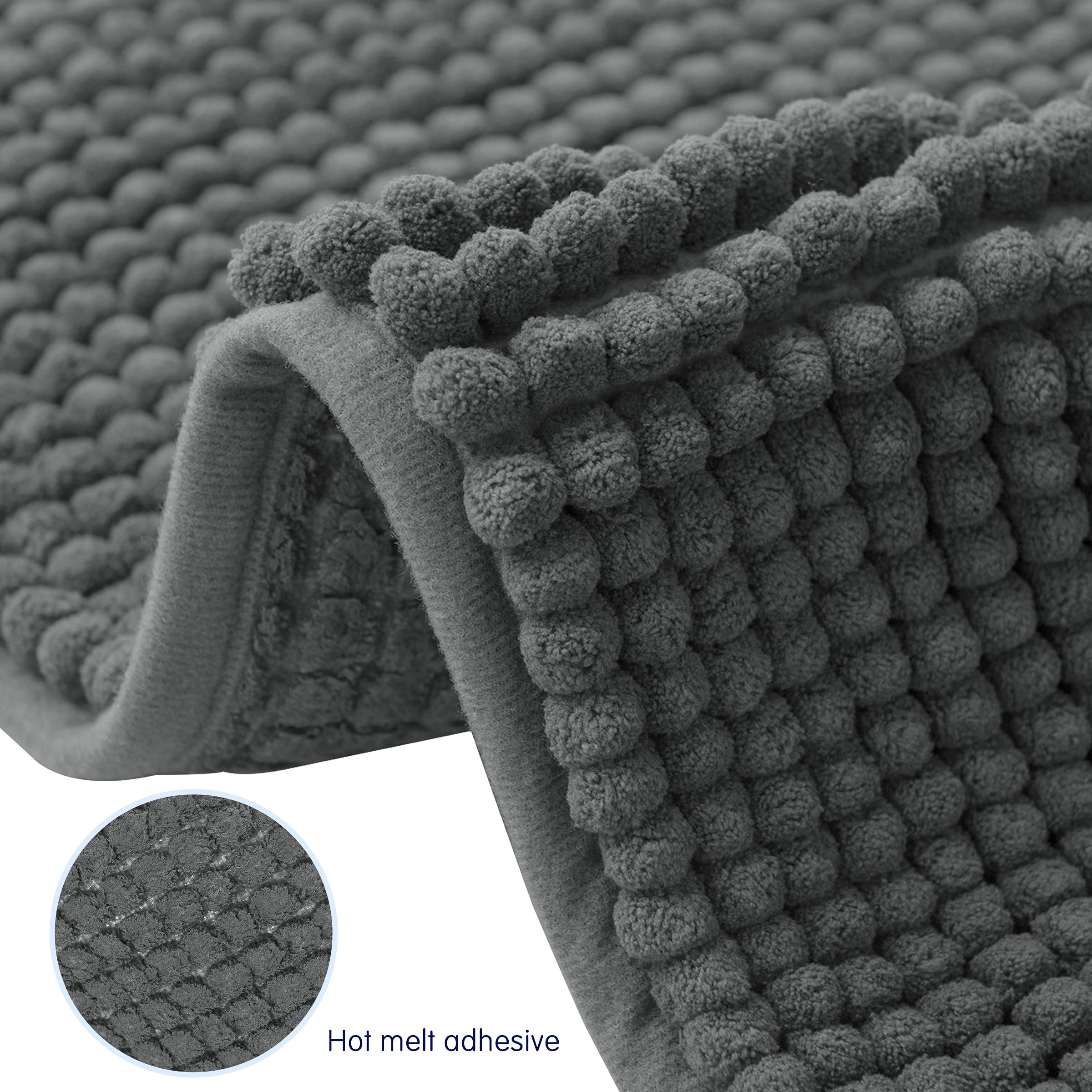 SUBRTEX Chenille Bathroom Rug - Ultra Soft Plush Shower Mat, Quick Dry & Machine Washable, Water Absorbent (24x60 Inches, Gray) - Perfect for Bathroom, Shower & Spa Areas