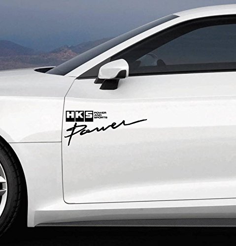 HKS Power Car Stickers - 15cm x 50cm Removable Vinyl Decals (Pack of 2) - Black for Car Windows, Laptops & Motorcycle Helmets