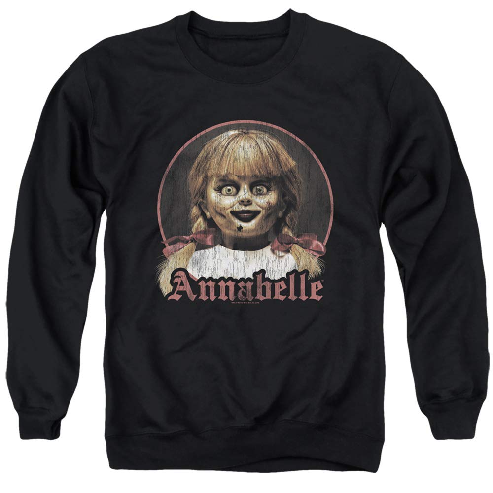 Annabelle Vintage Doll Portrait Black Sweatshirt - Soft Pullover Hoodie for Halloween Costume, Cosplay & Casual Wear