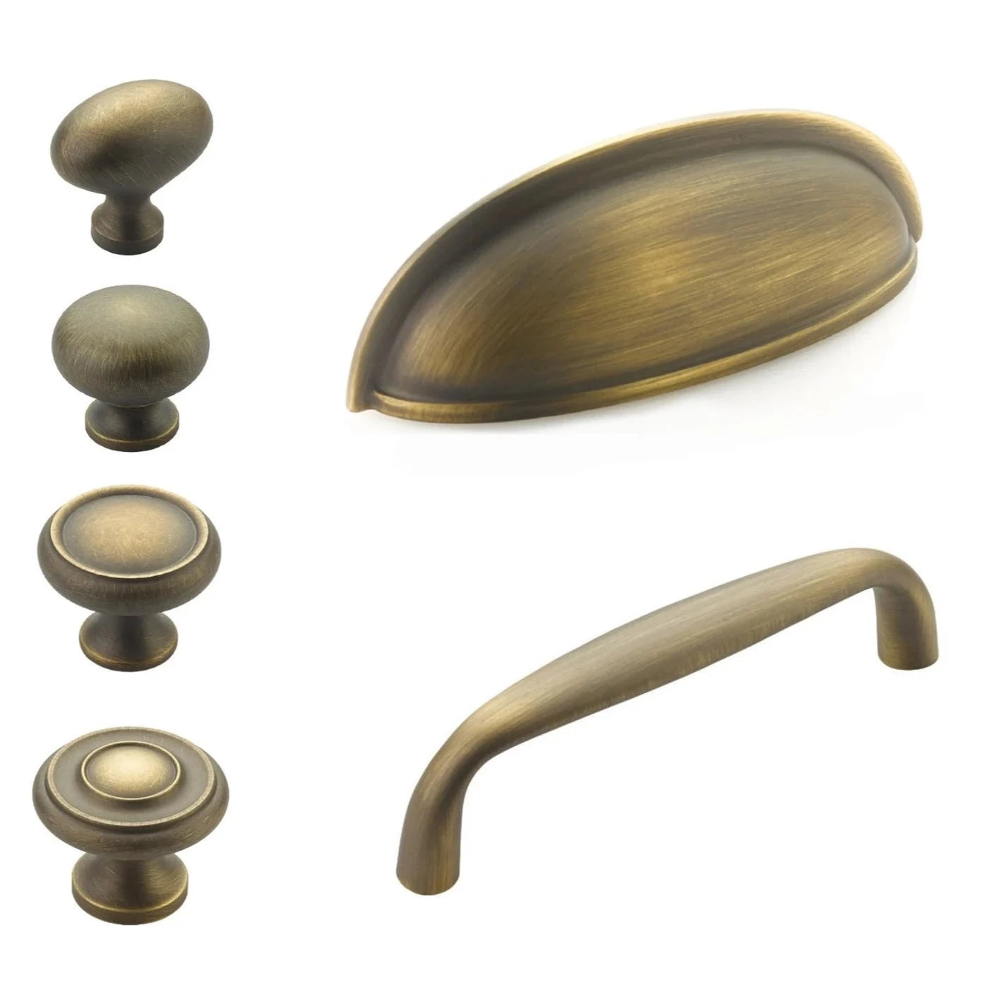 Vintage Satin Antique Brass Cabinet Drawer Pulls - Classic Traditional Hardware for Kitchen Cabinets, Dressers & Furniture Restoration