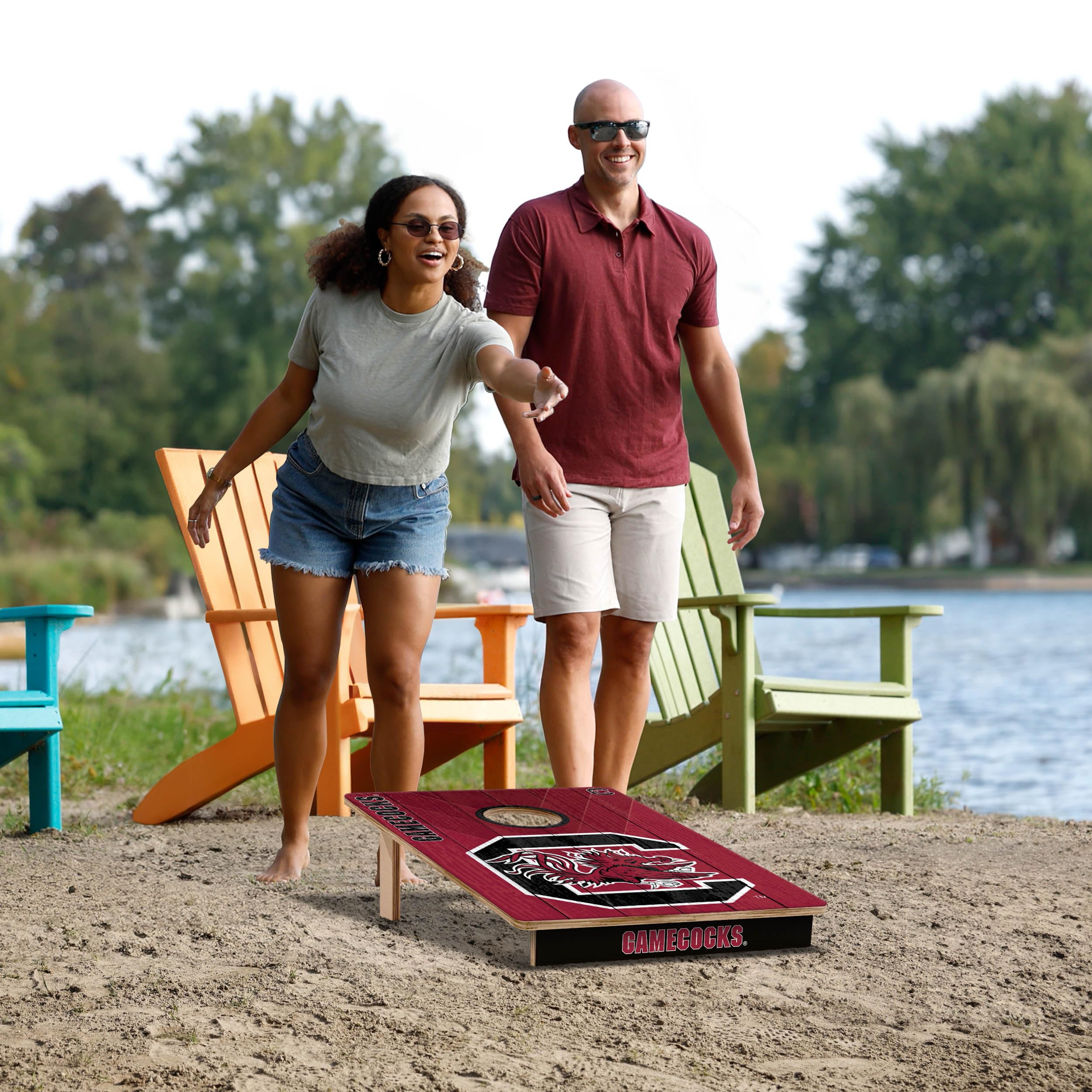YouTheFan NCAA 2’ x 3’ Wood Cornhole Game Set with Logo Bags - Official College Team Cornhole Boards for Tailgating, Backyard Parties & Outdoor Games