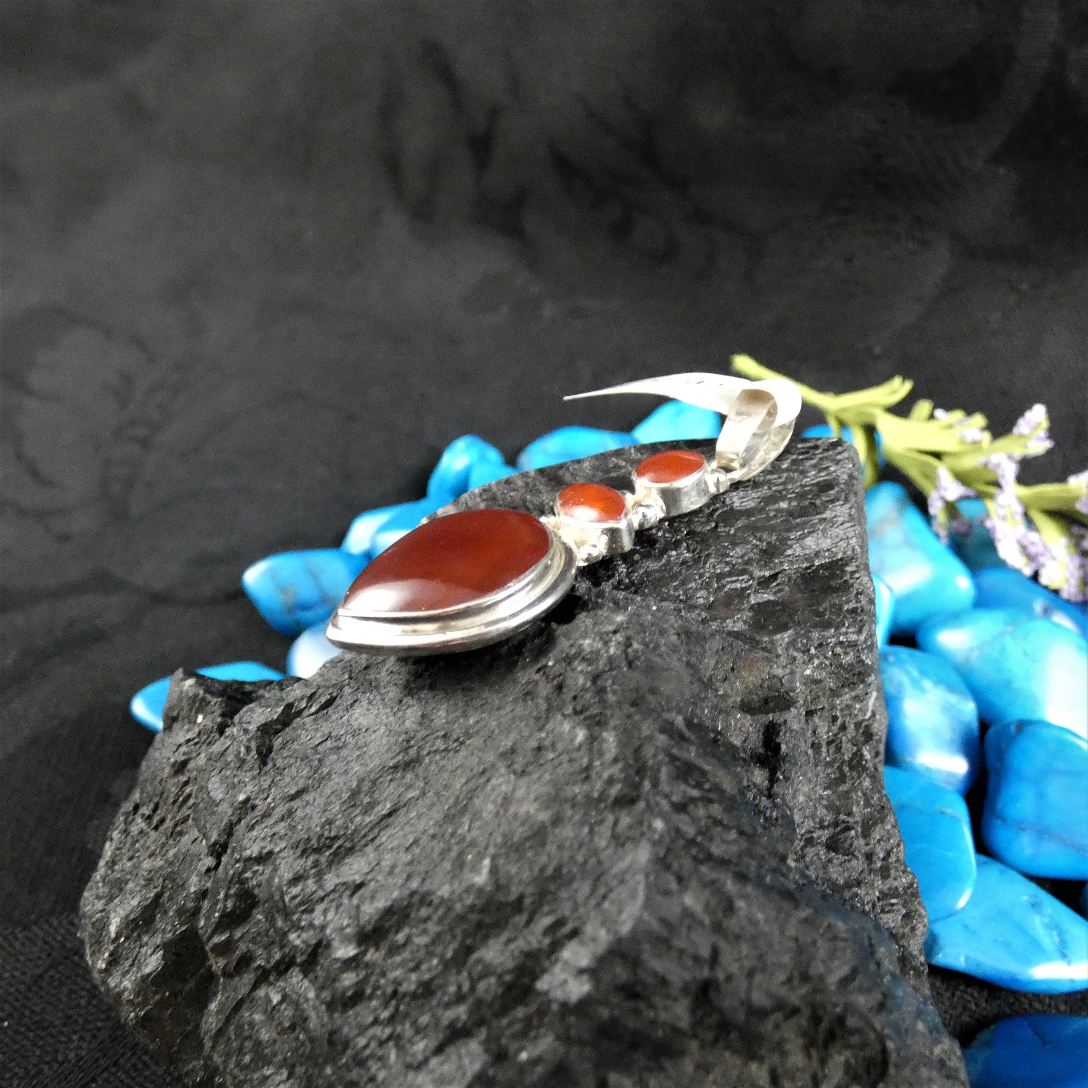 Natural Carnelian Gemstone Sterling Silver Pendant Necklace for Women - Elegant Healing Crystal Jewelry for Meditation, Energy Balancing & Spiritual Protection