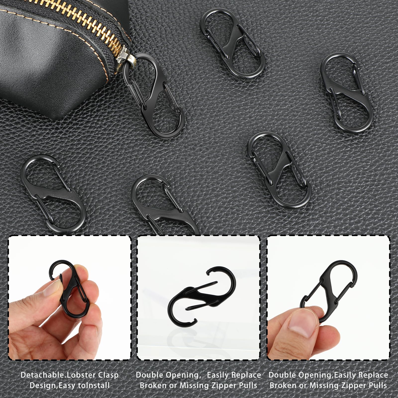20Pcs Anti-Theft Zipper Lock Clips - Small Dual Opening Spring Carabiner Clips for Backpacks, Luggage & Travel | Secure Zipper Pull Replacement for Camping, Fishing & Outdoor Activities | Prevent Theft During Commute, Hiking & Air Travel