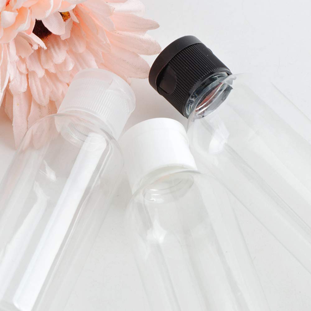 100ml Empty Clear Plastic Refillable Travel Bottles - Leak Proof Squeeze Cosmetic Containers with Flip Top Black Cap for Toiletries, Shampoo, Lotion (Pack of 5) | Perfect for Travel, Gym, Camping & Home Use