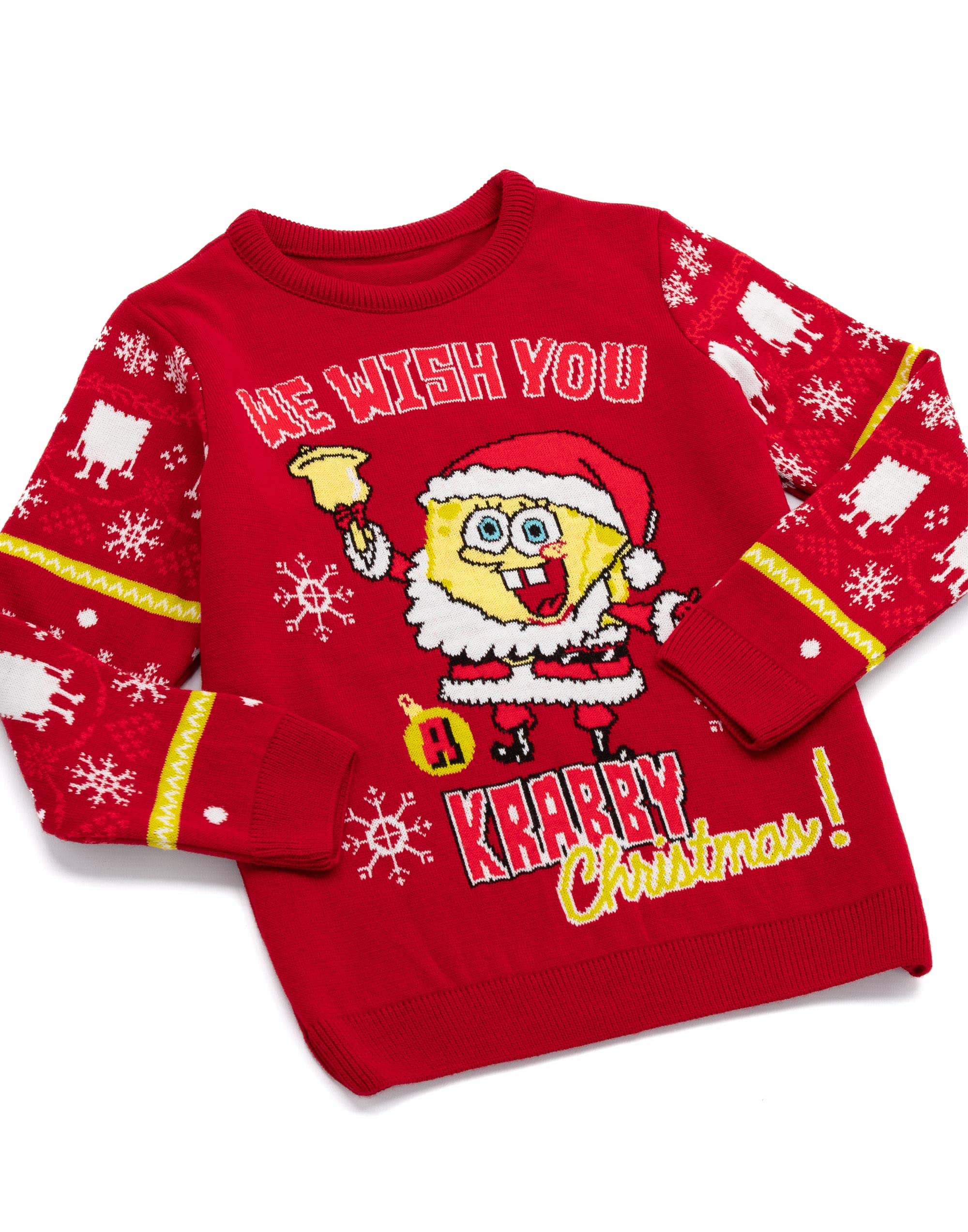 SpongeBob SquarePants Christmas Sweater for Kids - Festive Red Knit Santa Krabby Holiday Pullover for Boys & Girls | Perfect Gift for Christmas Parties, Family Photos & Winter Celebrations