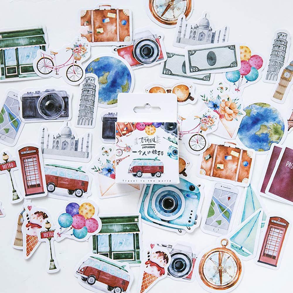 45pcs Mini Scrapbook Stickers Set - DIY Travel Decoration for Journals, Planners, Laptops & Suitcases | Cute 44mm Doraking Stickers for Scrapbooking, Calendars & Notebooks | Perfect for Travel Memories & Craft Projects
