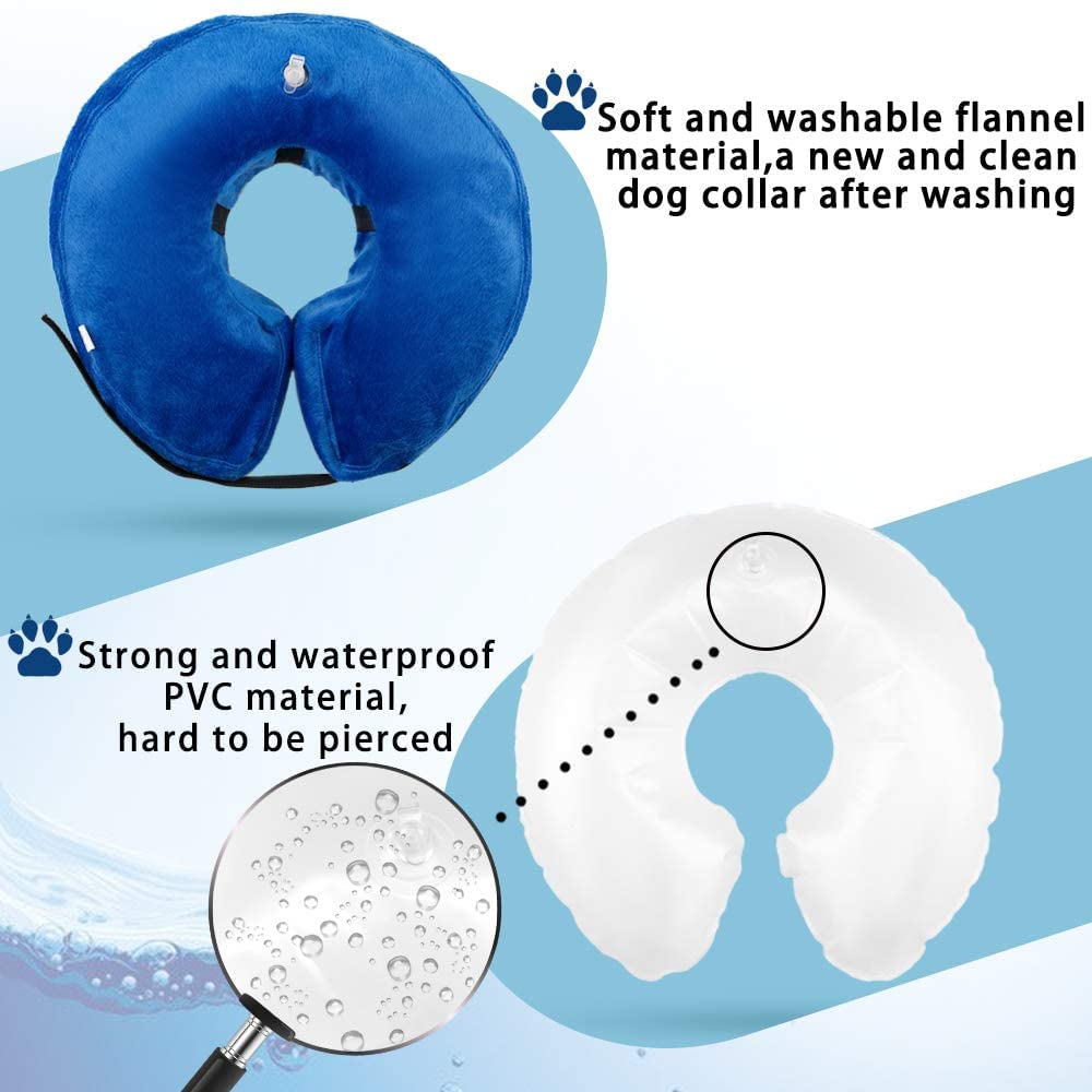 Zukent Inflatable Pet Recovery Collar for Dogs & Cats - Soft Adjustable Donut Cone Alternative, Comfortable E-Collar to Prevent Licking Wounds, Quick Release & Washable (Medium Size) - Perfect for Post-Surgery Care & Wound Healing