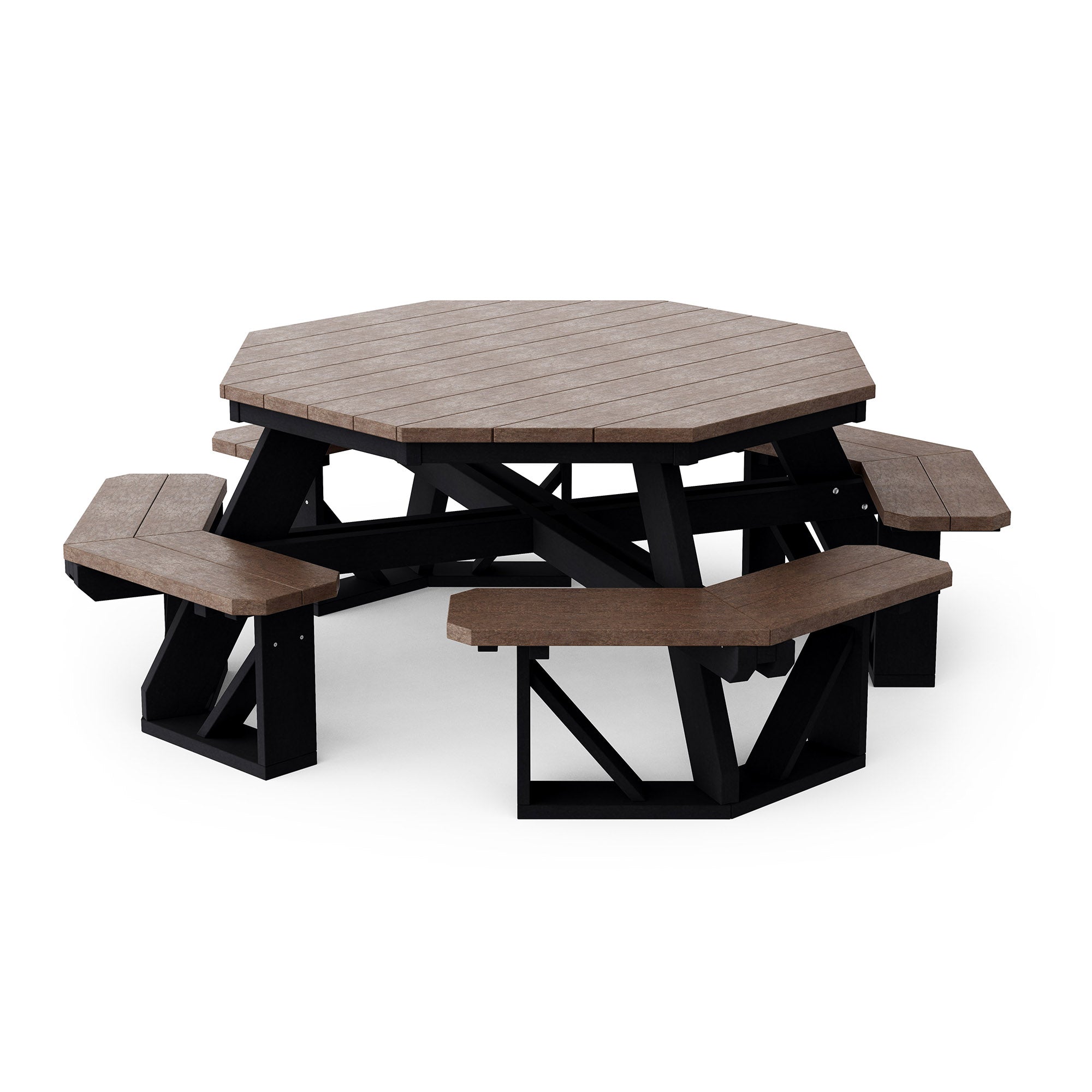 Heritage Octagon Picnic Table - 8-Person Outdoor Dining Set for Backyard, Patio, Garden, Park & Camping - Durable All-Weather Wooden Picnic Bench