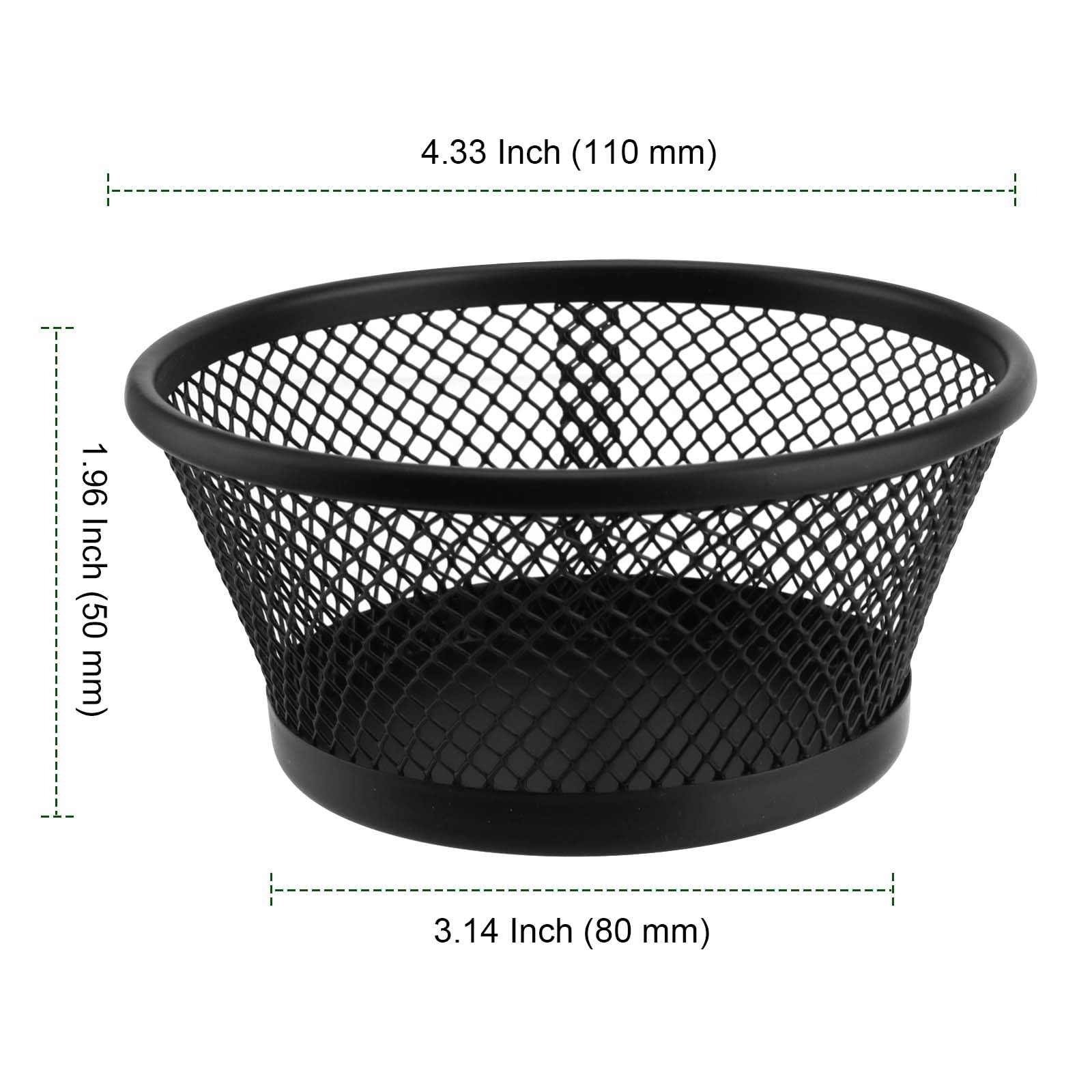 PINGEUI 20 Pack Black Metal Paper Clip Holder - Round Mesh Desk Organizer for Binder Clips & Paperclips - Bulk Office Supplies for Home, Office & School Organization
