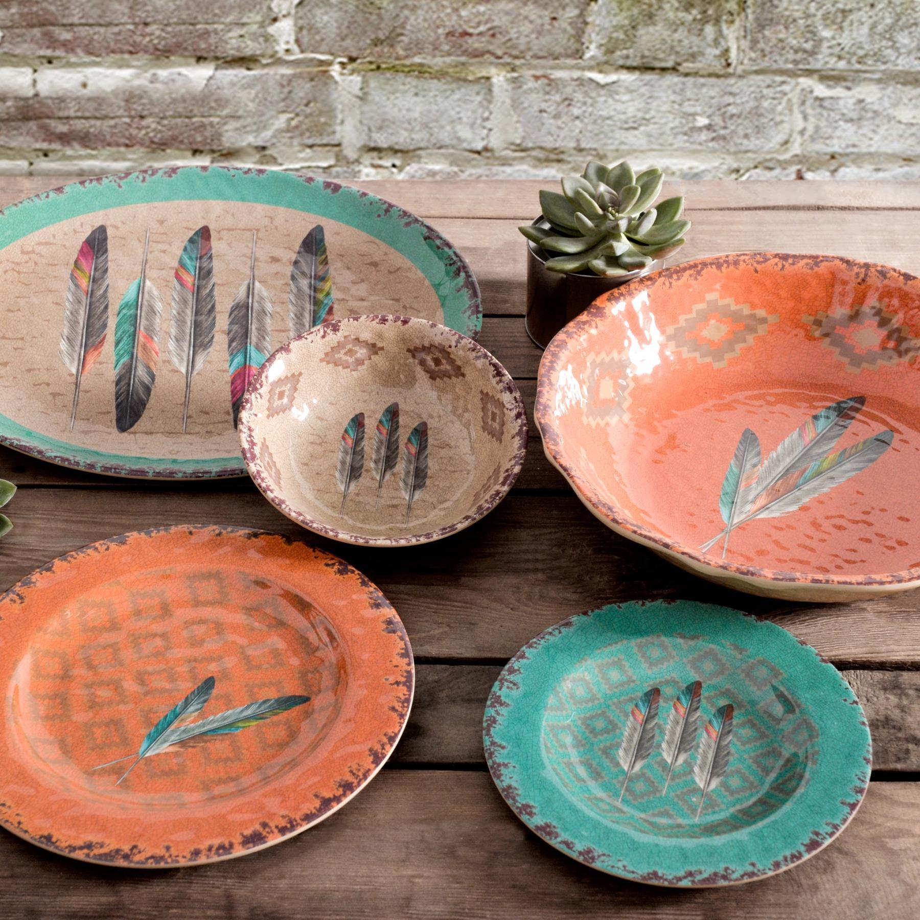 Premium Feather Melamine Dinner Plates - Lightweight & Durable Dishware for Outdoor Dining, Picnics, and Camping