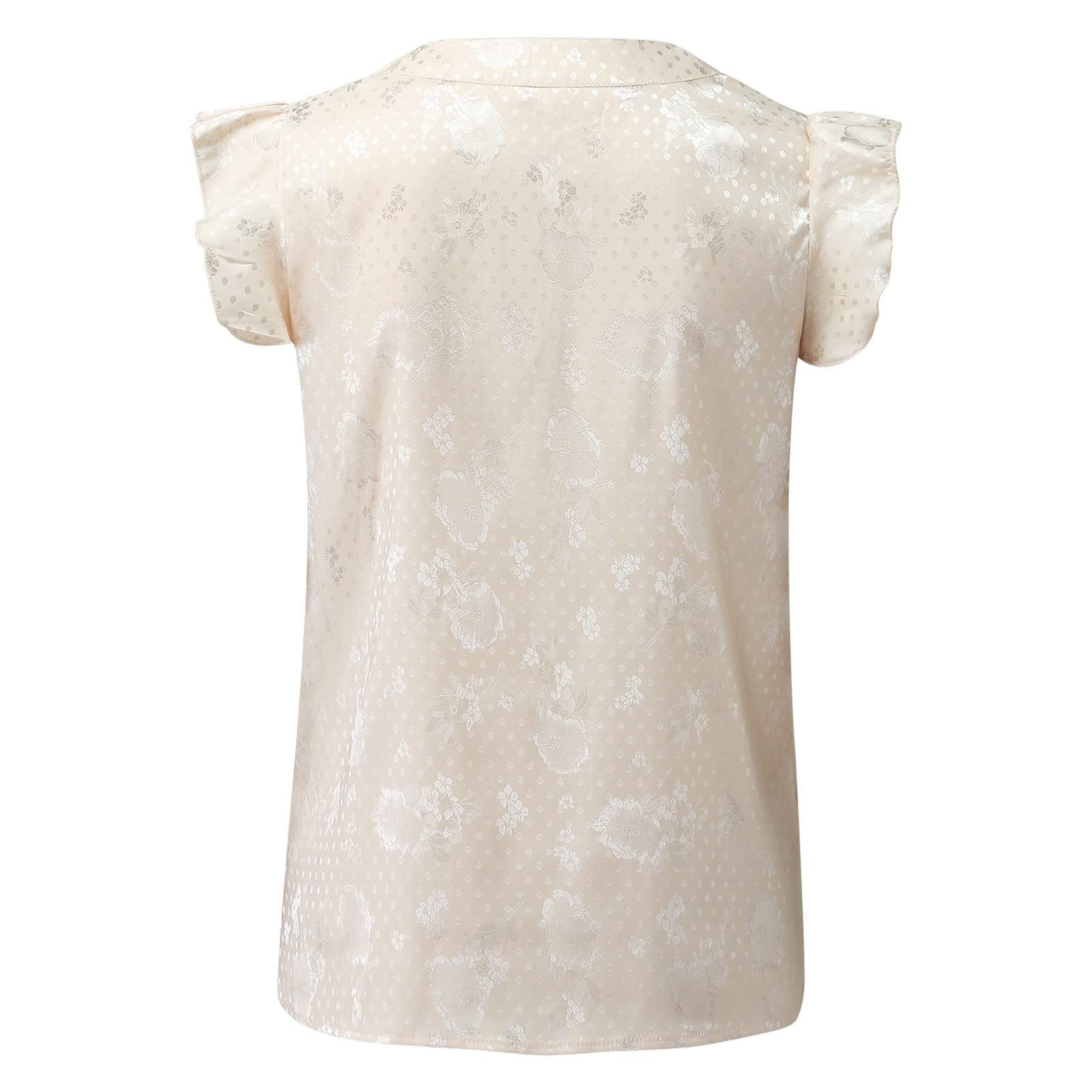 Elegant V-Neck Ruffle Sleeve Pullover Shirt for Women - Casual Short Sleeve Blouse in 2XL - Perfect for Office Wear, Date Nights & Summer Outfits