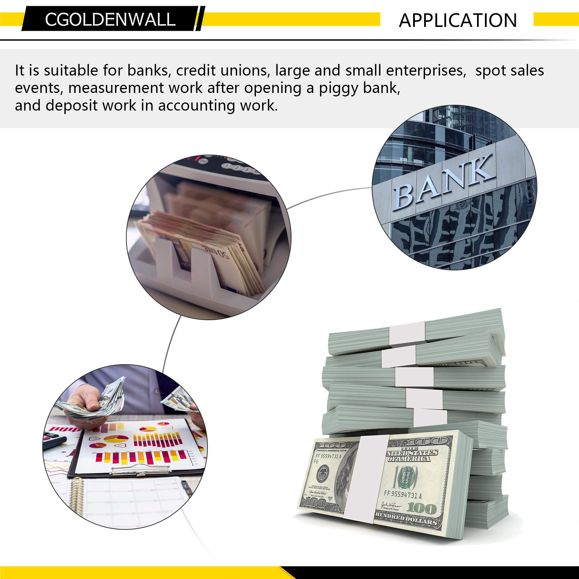 CGOLDENWALL Banknote Strapping Machine with LCD Display - Portable Money Binder for Cash, Bills & Invoices - 110V/220V Currency Bundle Tool for Banks, Retail Stores & Small Businesses