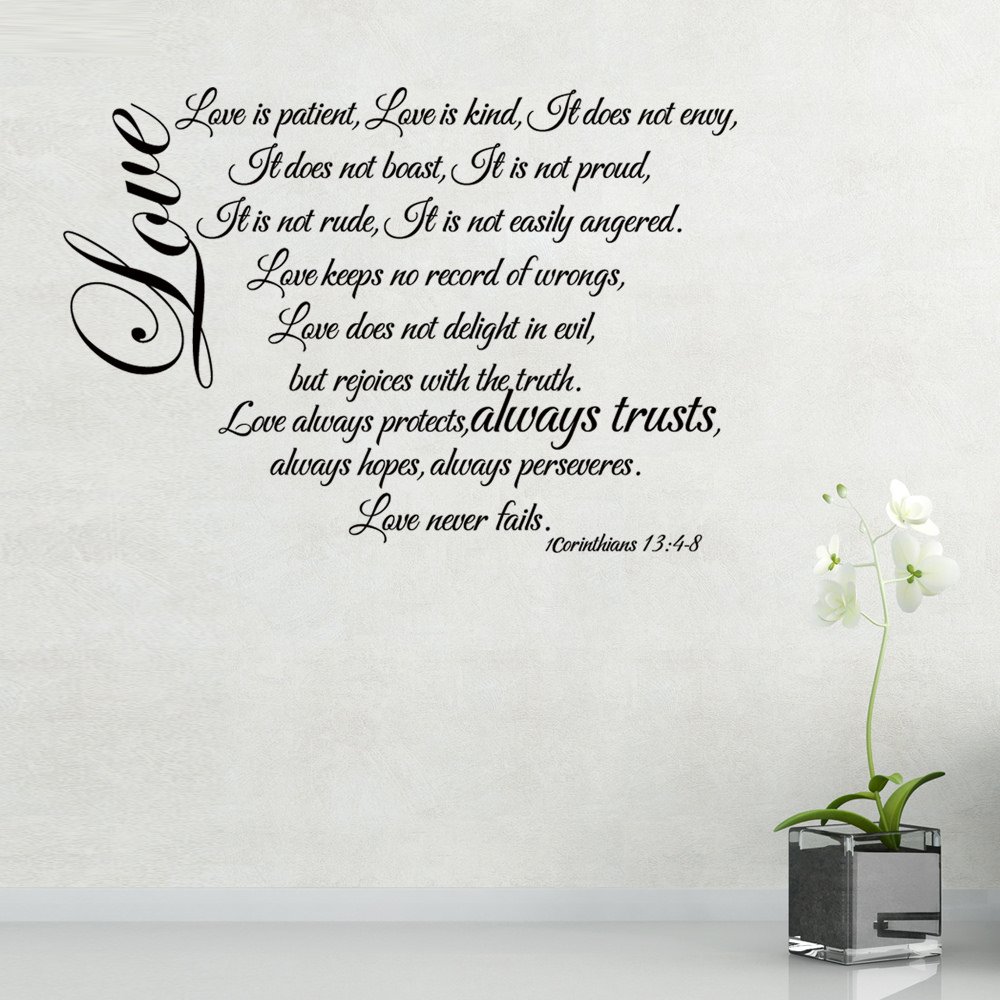 Family Love Decal - Love is Patient - Romantic Vinyl Wall Sticker for Living Room & Dining Room Decor - Black (31