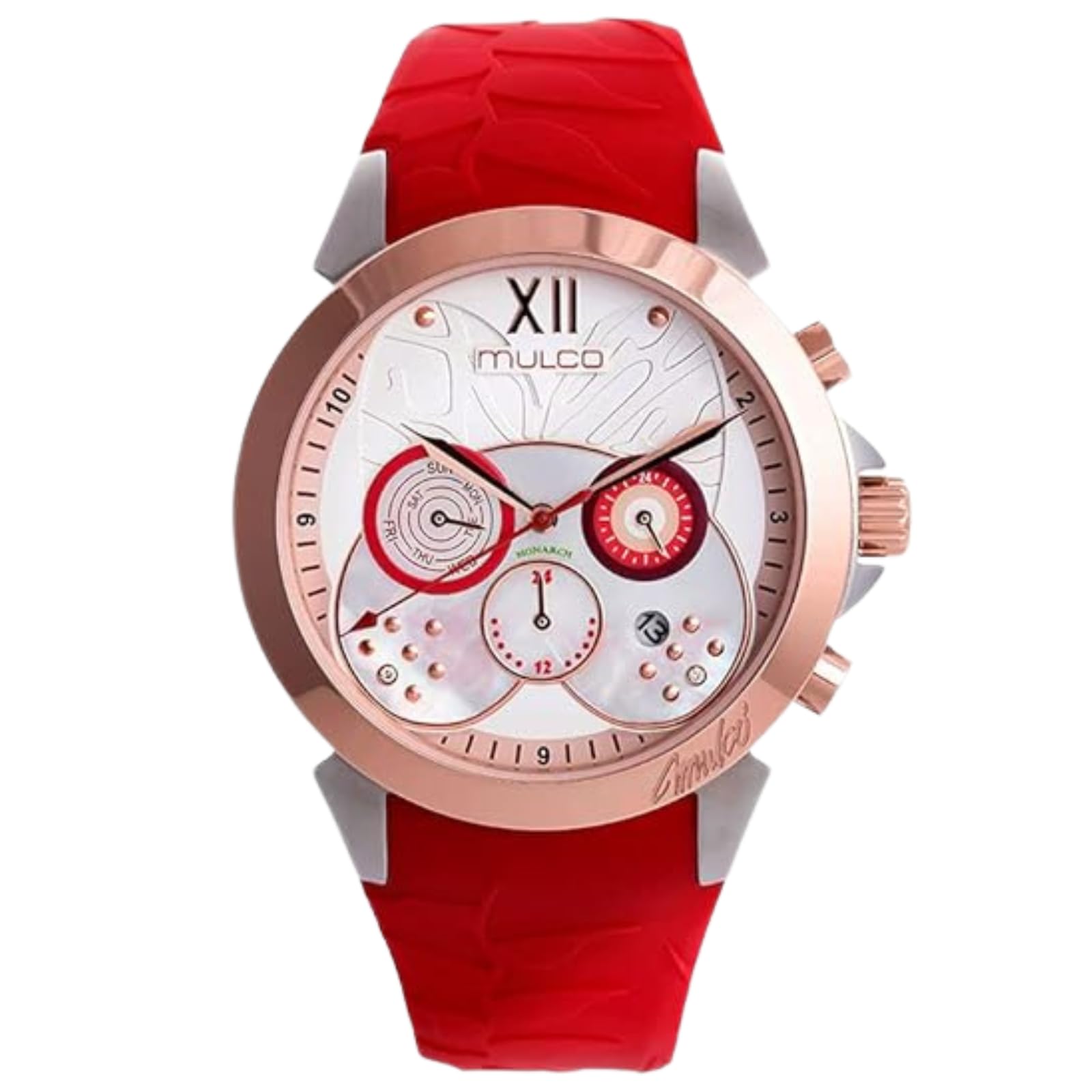 Luxury MULCO Women's Watches - Silver Stainless Steel Case with Silicone Band, Mother of Pearl Rose Gold Diamond Dial, Quartz Movement, Waterproof - Perfect for Business, Party & Everyday Wear