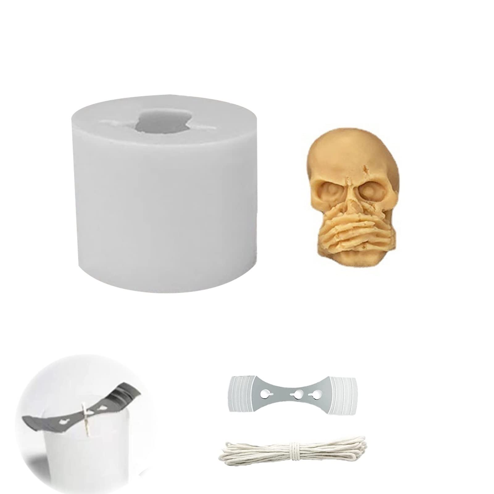 3D Skull Silicone Candle Molds Set for DIY Halloween Candles, Soap, Chocolate & Candy Making - Resin Molds for Handmade Art Crafts (Ghost1 Size) - Perfect for Halloween Parties, Home Decor & Gift Making
