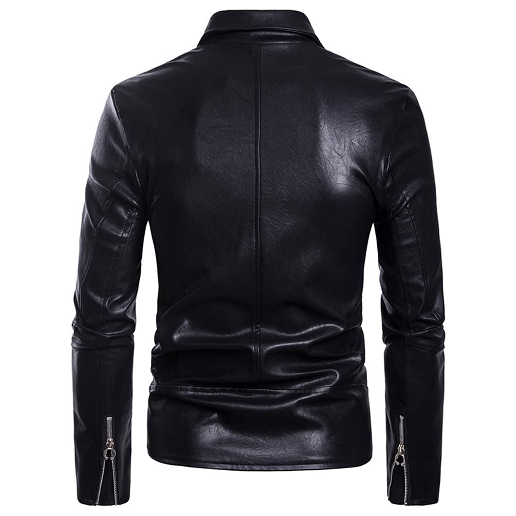 Men's Motorcycle Leather Jacket - Slim Fit Biker Jacket with Zippers, Faux Leather Outerwear for Casual Riding & Urban Style | Perfect for Motorcycle Enthusiasts & Fashionable Men