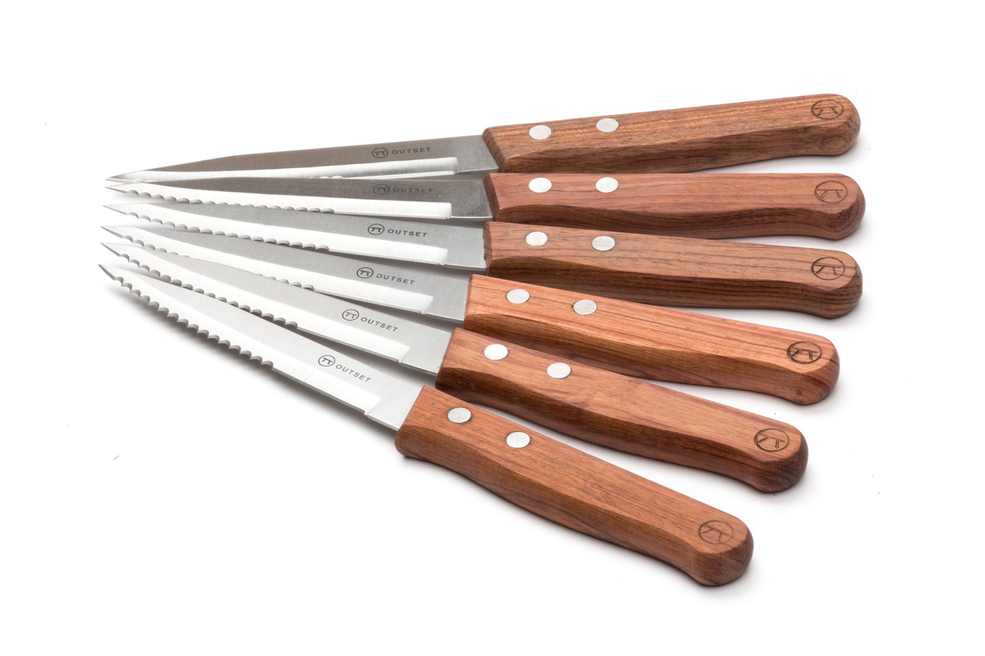 Premium Rosewood Handle Serrated Steak Knives Set of 6 - Sharp Stainless Steel Blades for Steak, Meat & BBQ - Perfect for Dining, Gifts & Restaurant Use