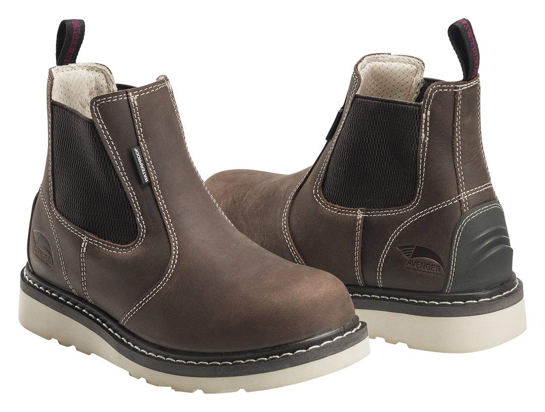 Avenger Women's Work Boots - Steel Toe Industrial Safety Shoes with Wedge Sole for Construction, Warehouse & Outdoor Work - Comfortable & Durable Non-Slip Work Boots