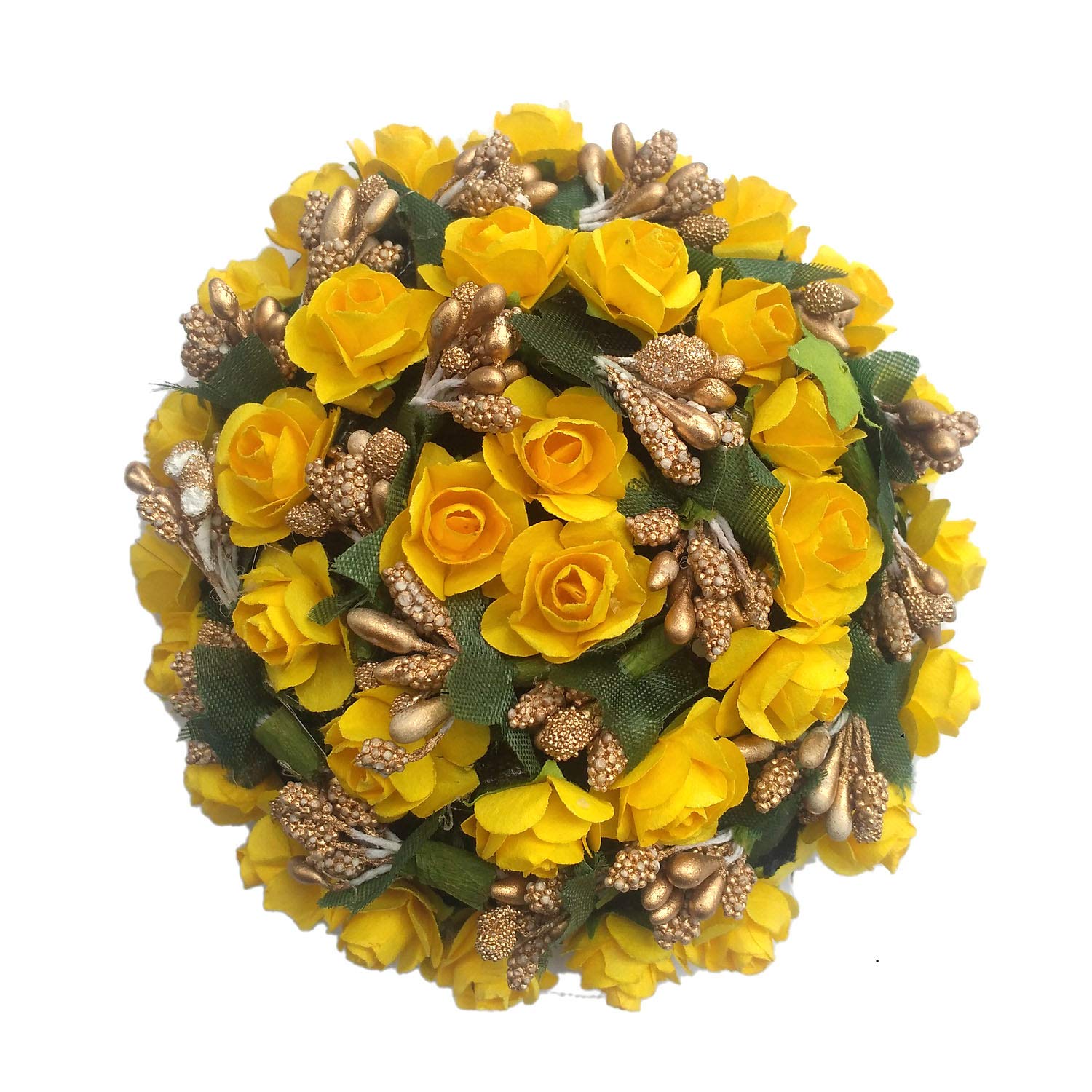 GuruEmbellish Floral Hair Bun Maker - Yellow Flower Gajra Hair Accessory for Women | Perfect for Weddings, Parties & Special Occasions