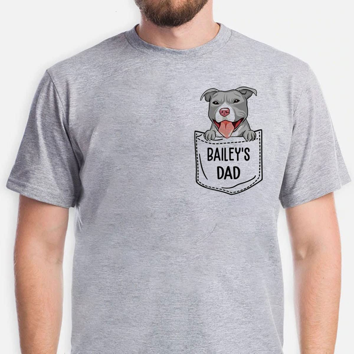 Custom Personalized Dog Dad T-Shirt for Men - Funny Dog Lover Shirt with Pocket Design - Perfect Gift for Pet Owners & Dog Enthusiasts - Ideal for Casual Wear, Dog Walks, and Father's Day