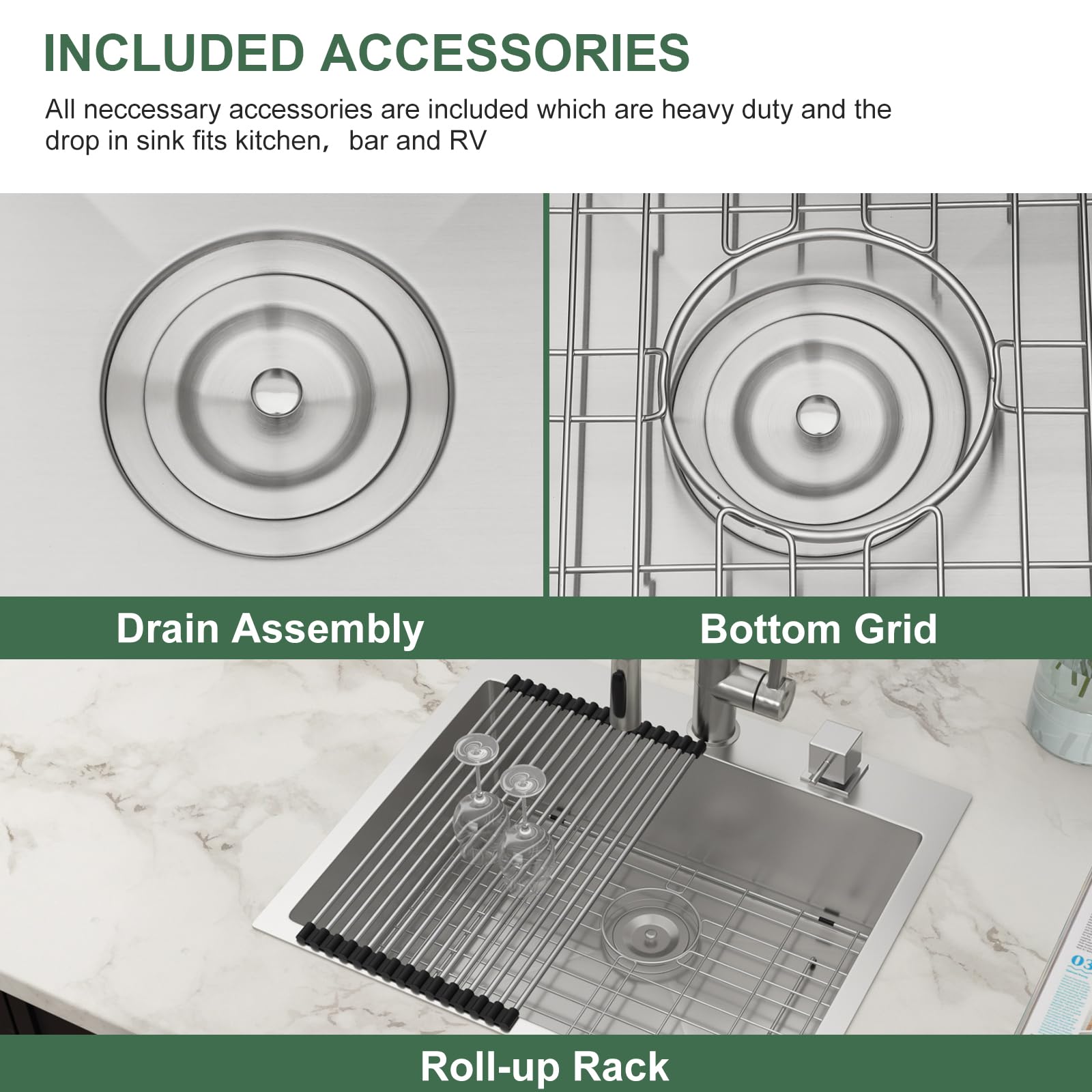 33x22 Drop In Kitchen Sink - Couoko Stainless Steel 16 Gauge 33 Inch Single Bowl Round Corner Topmount Sink, Deep Basin Overmount for Modern and Compact Kitchens