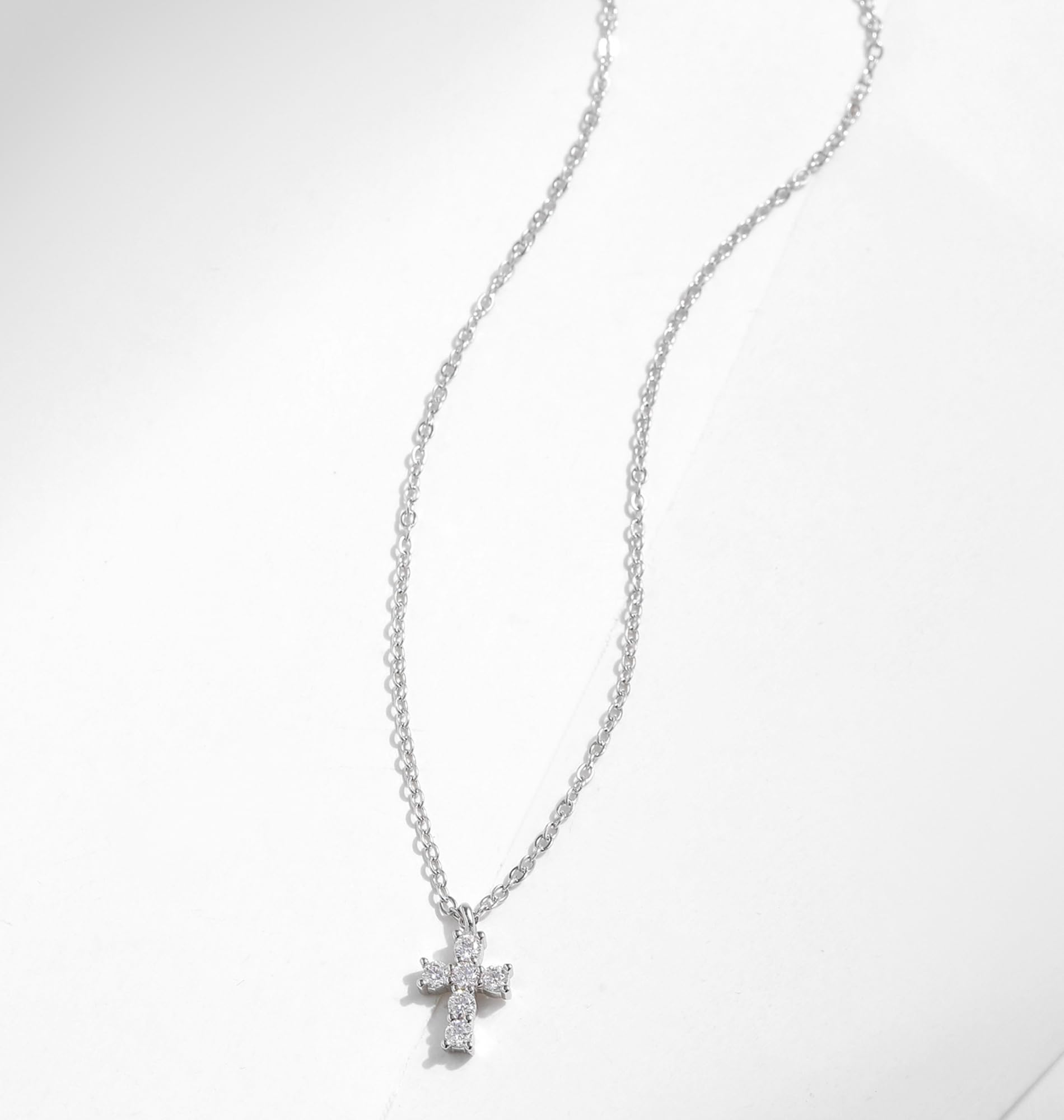 925 Sterling Silver Tiny Cross Pendant Necklace for Women - Delicate Religious Jewelry Gift for Mom, Birthday, Baptism & Everyday Wear