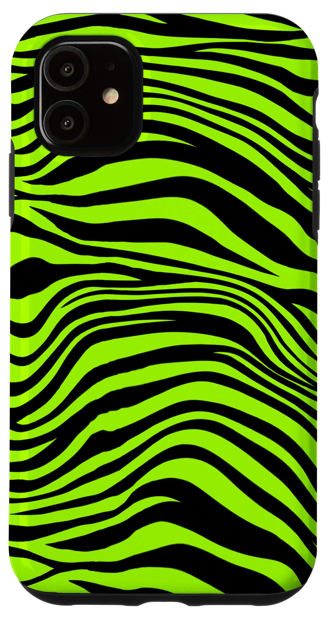 Premium iPhone 11 Case - Black & Green Zebra Tiger Animal Print Protective Phone Cover | Durable Slim Fit Shockproof Cover for Everyday Use, Travel & Outdoor Activities
