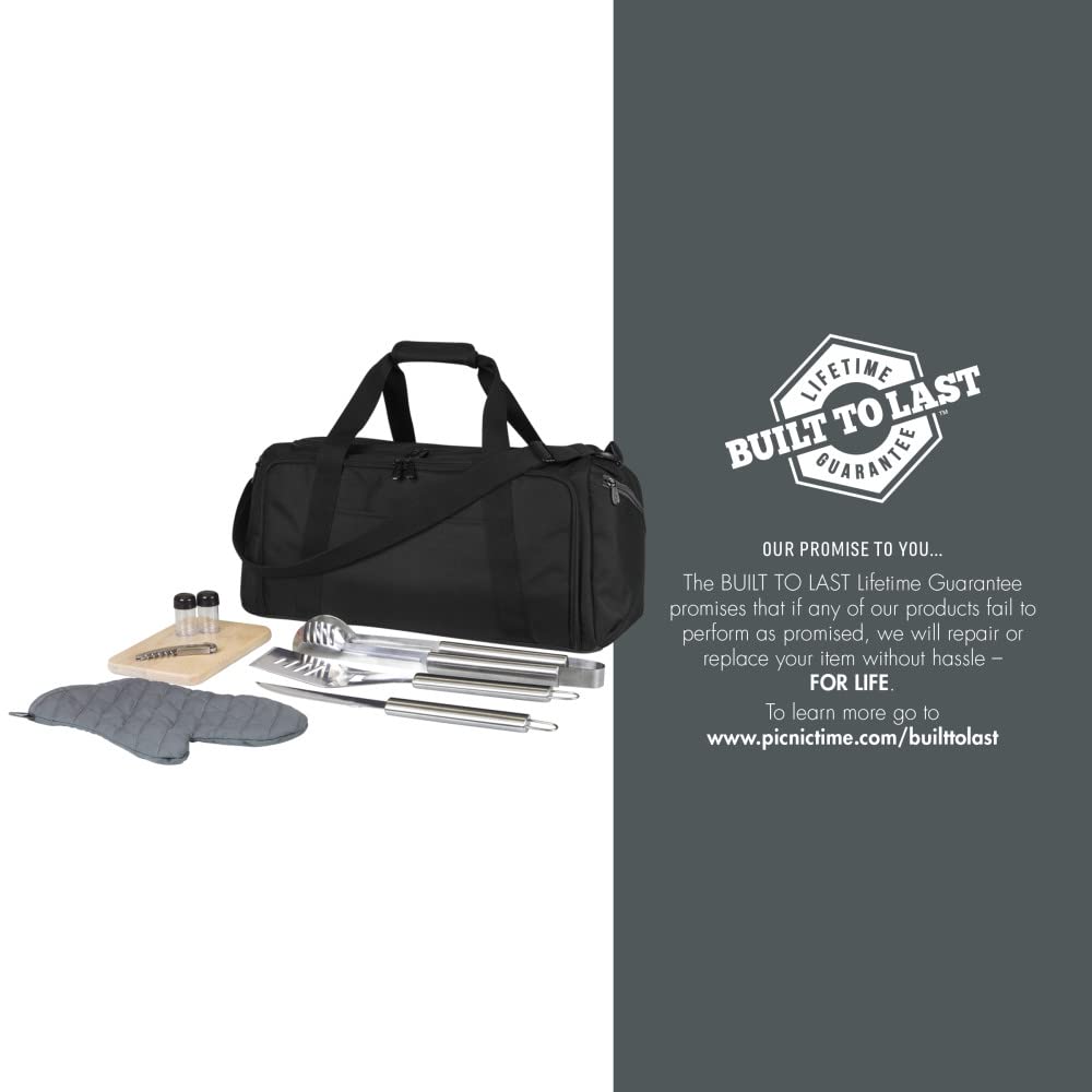 PICNIC TIME NCAA BBQ Kit Cooler Tote with Grill Tools & Accessories - Portable Outdoor Cooking Set for Tailgating, Camping & Backyard Parties