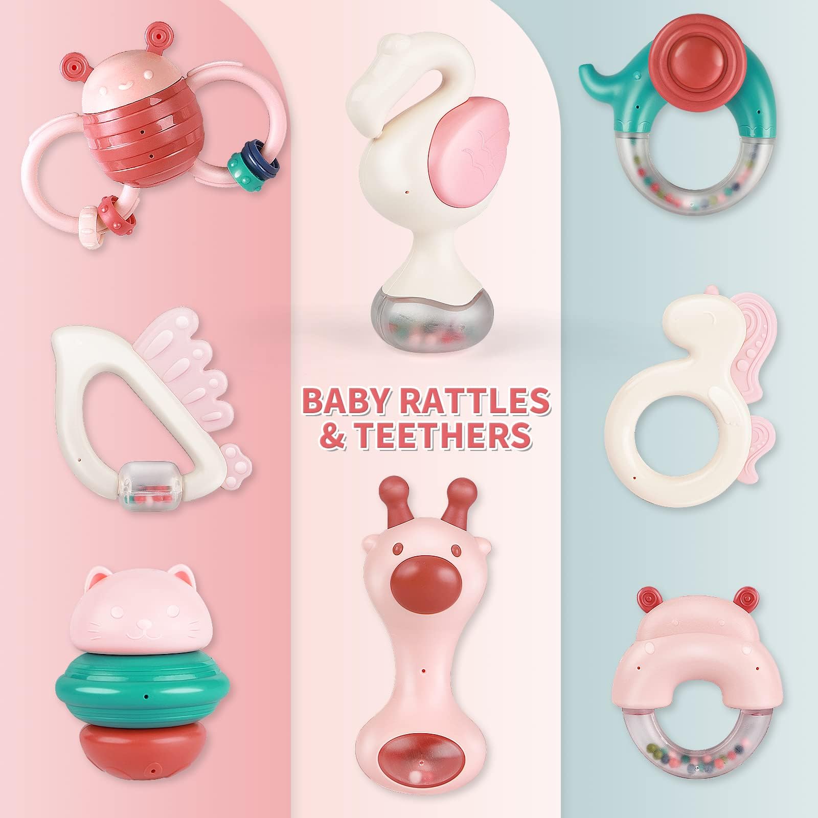 Baby Rattles & Teething Toys for 0-12 Months - Newborn Gift Set for Boys Girls - Perfect for Early Development & Playtime