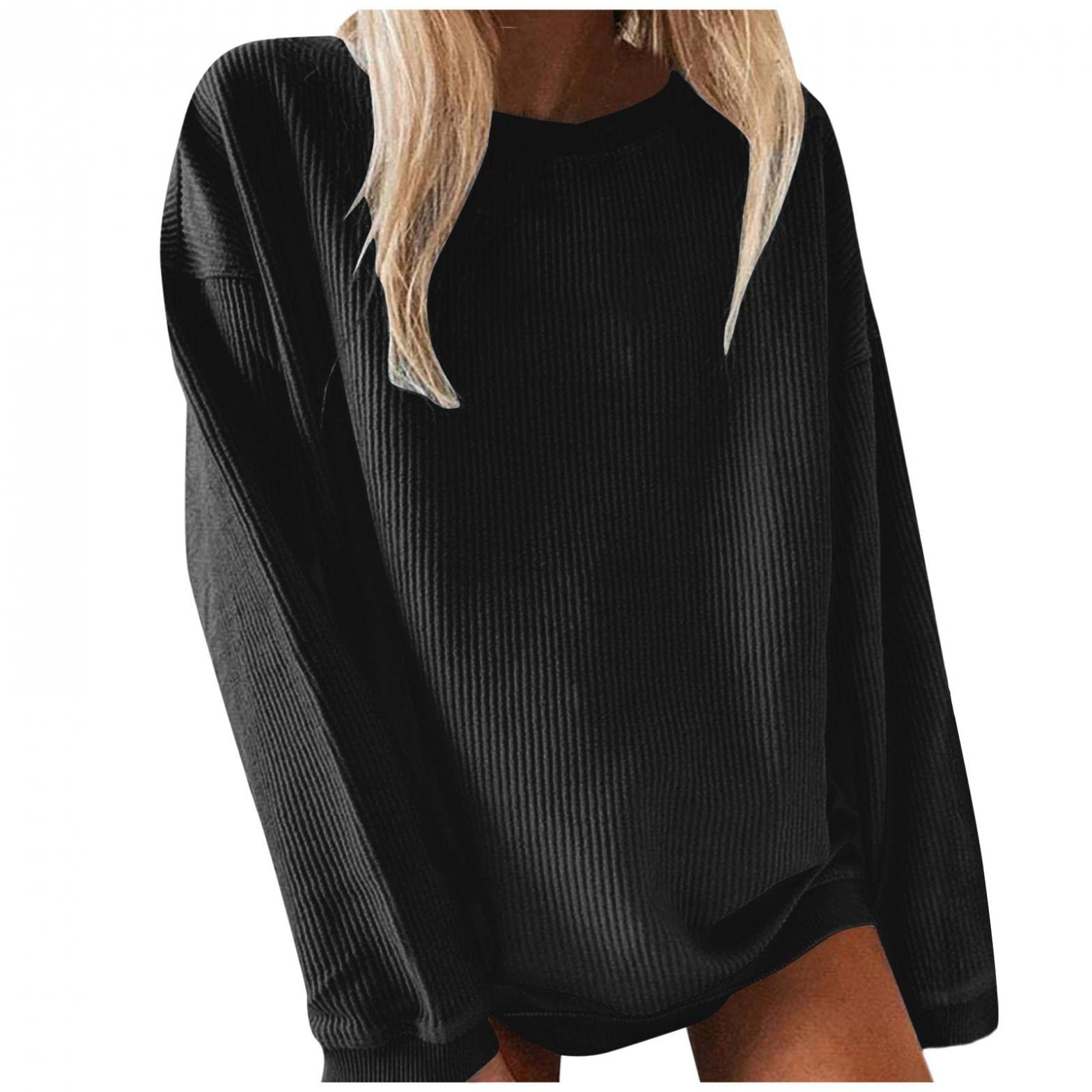 Trendy Waffle Crewneck Sweatshirt for Women & Teen Girls - Loose Fit Long Sleeve Daisy Graphic Casual Blouse | Perfect for School, Weekend Outfits & Layering