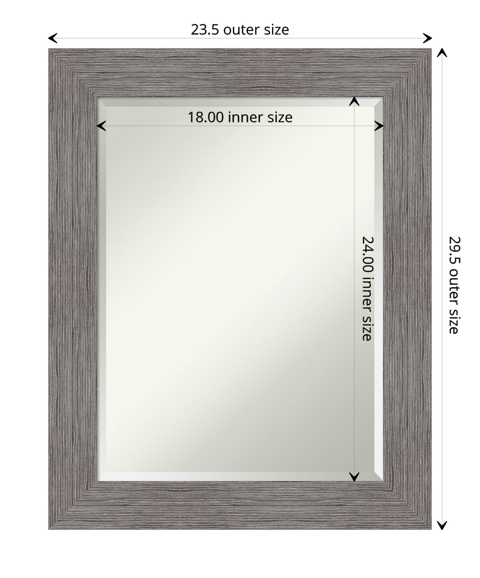 Amanti Art 30x24 Pinstripe Plank Grey Rectangle Bathroom Mirror with Rustic Frame - Horizontal/Vertical Hanging, Beveled Edge - Perfect Over Sink Vanity Mirror for Farmhouse & Country Bathroom Decor