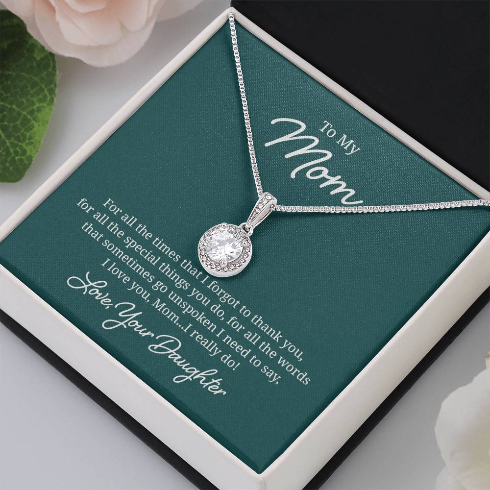 Elegant Jewelry Gift for Mom - Heart Pendant Necklace from Daughter | Perfect for Mother's Day, Birthday & Anniversary Gifts
