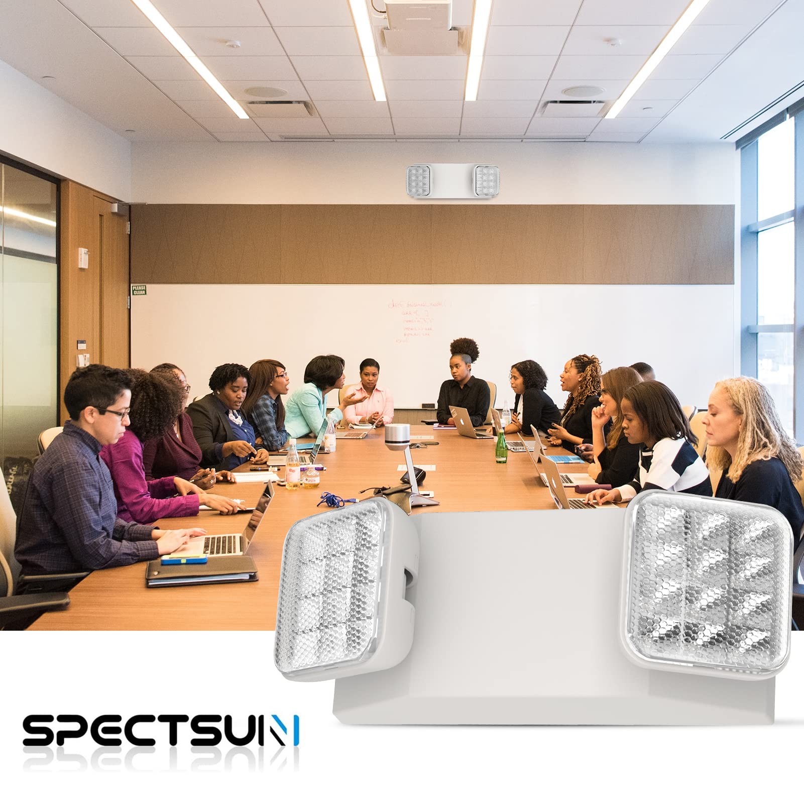 SPECTSUN 4-Pack White Emergency Lights with Battery Backup - Commercial & Home Use LED Emergency Light Fixtures for Power Outages, Safety Signs, Stairwells & Exit Routes
