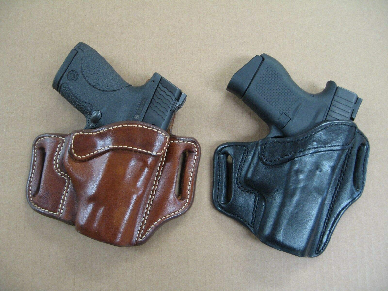Azula OWB Leather 2 Slot Molded Pancake Belt Holster for Kimber Micro 9 9mm - Right Hand CCW Concealed Carry Holster - Perfect for Everyday Wear & Outdoor Activities