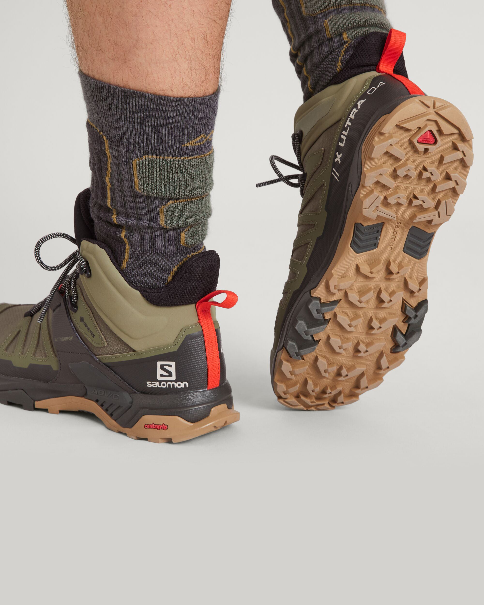 Salomon X Ultra 4 GORE-TEX Mid Hiking Boots for Men - Waterproof & Lightweight (Deep Lichen Green/Peat/Kelp) - Perfect for Trail Hiking, Backpacking & Outdoor Adventures