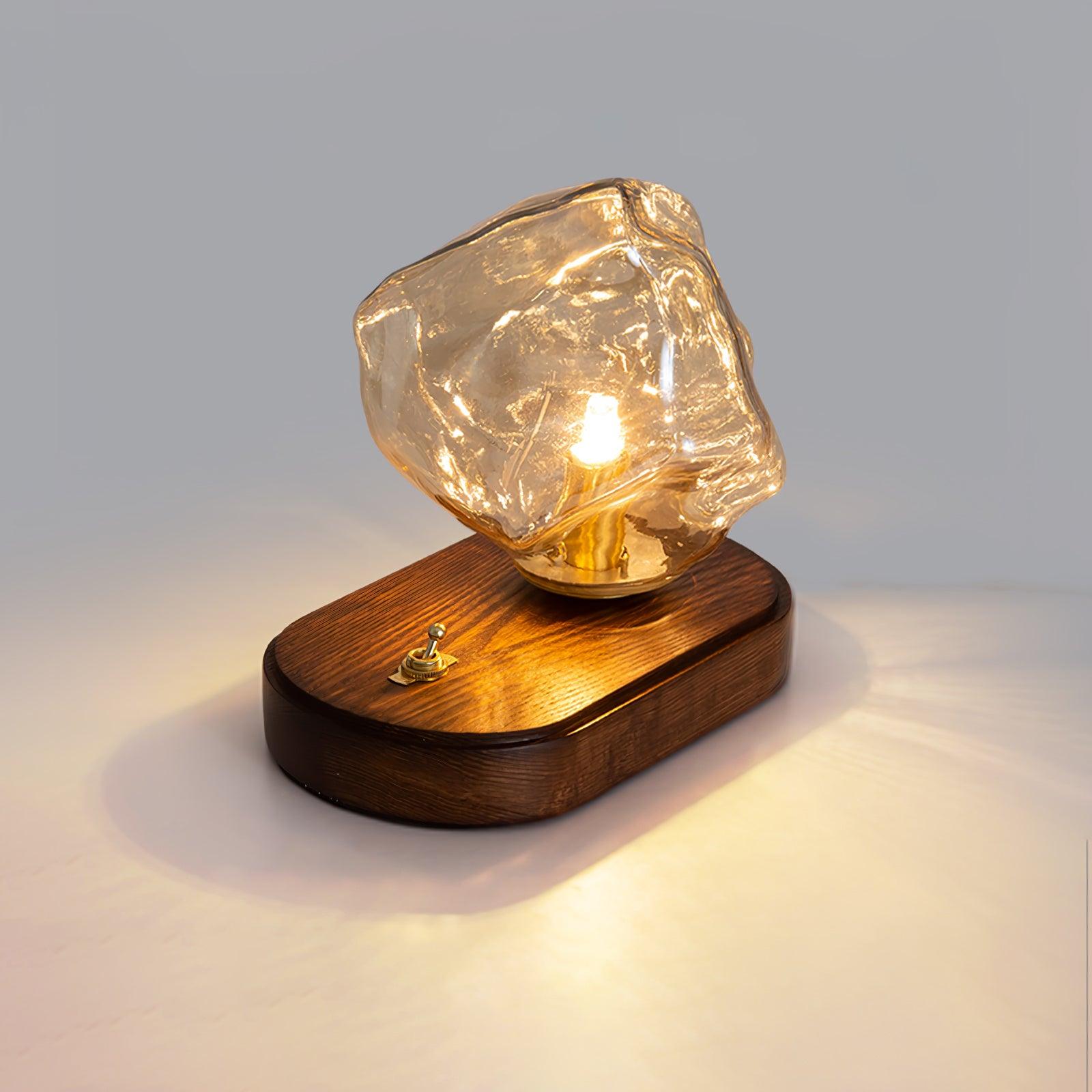 Modern Ice Stone Glass Table Lamp - Elegant Bedside & Living Room Lighting for Home Decor